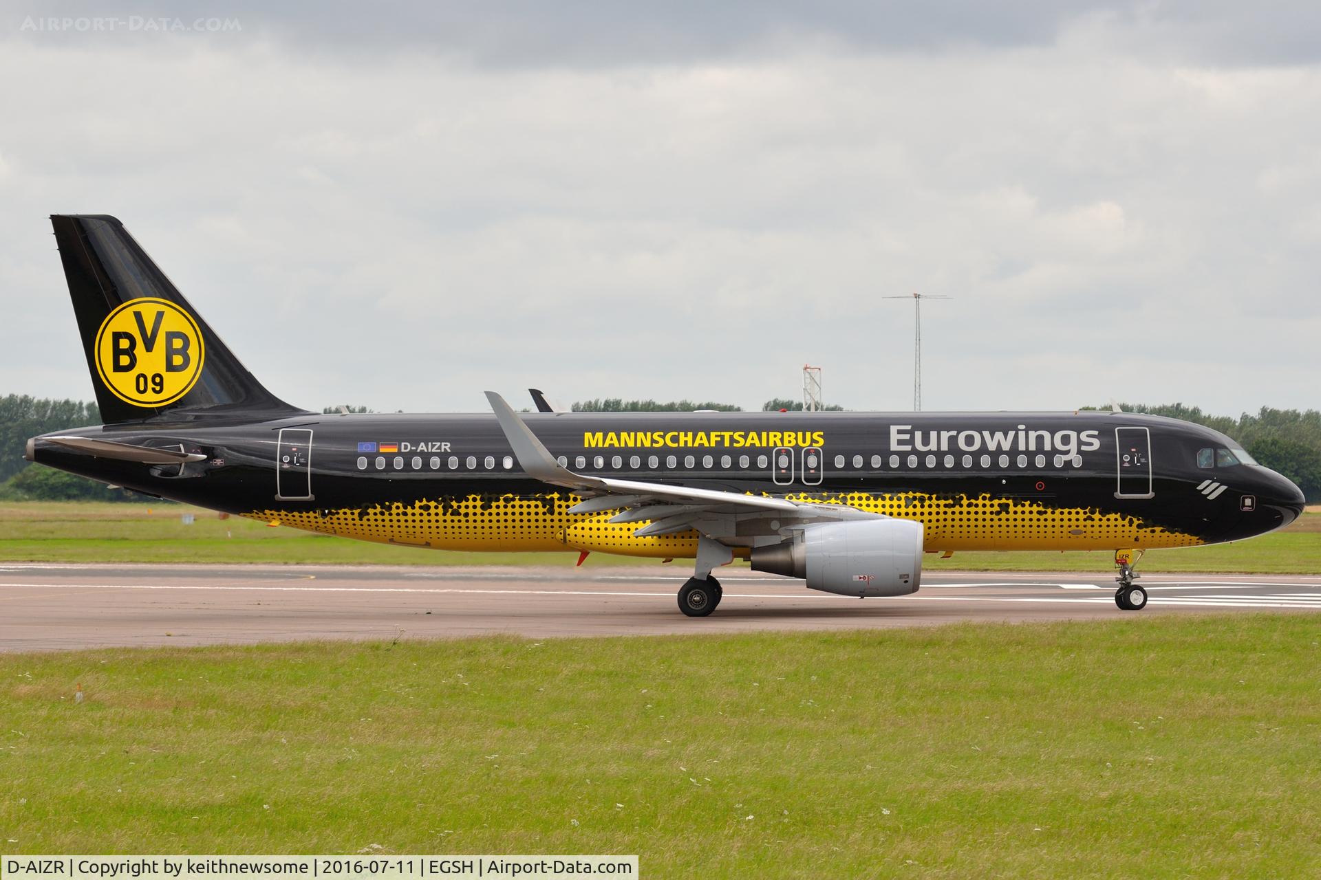 D-AIZR, 2013 Airbus A320-214 C/N 5525, New 'Borussia Dortmund' logo jet.