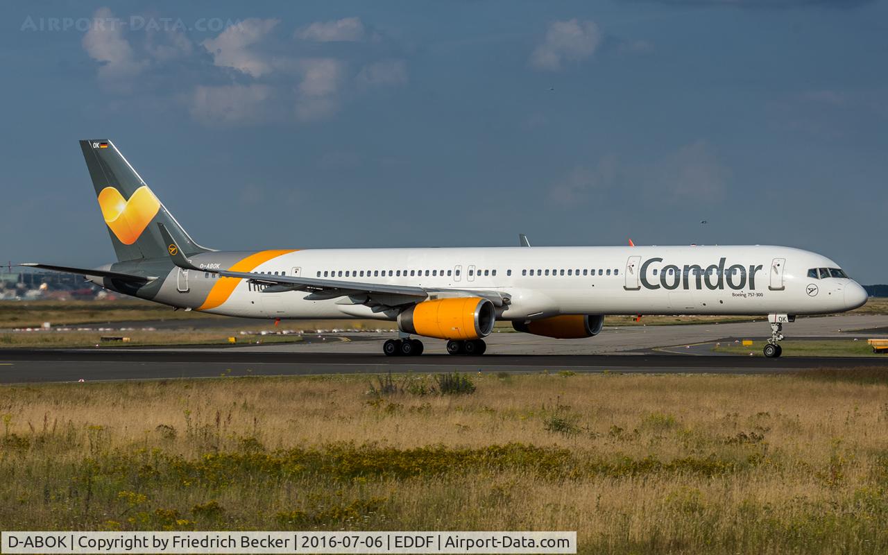 D-ABOK, 2000 Boeing 757-330 C/N 29020, departure via RW18W