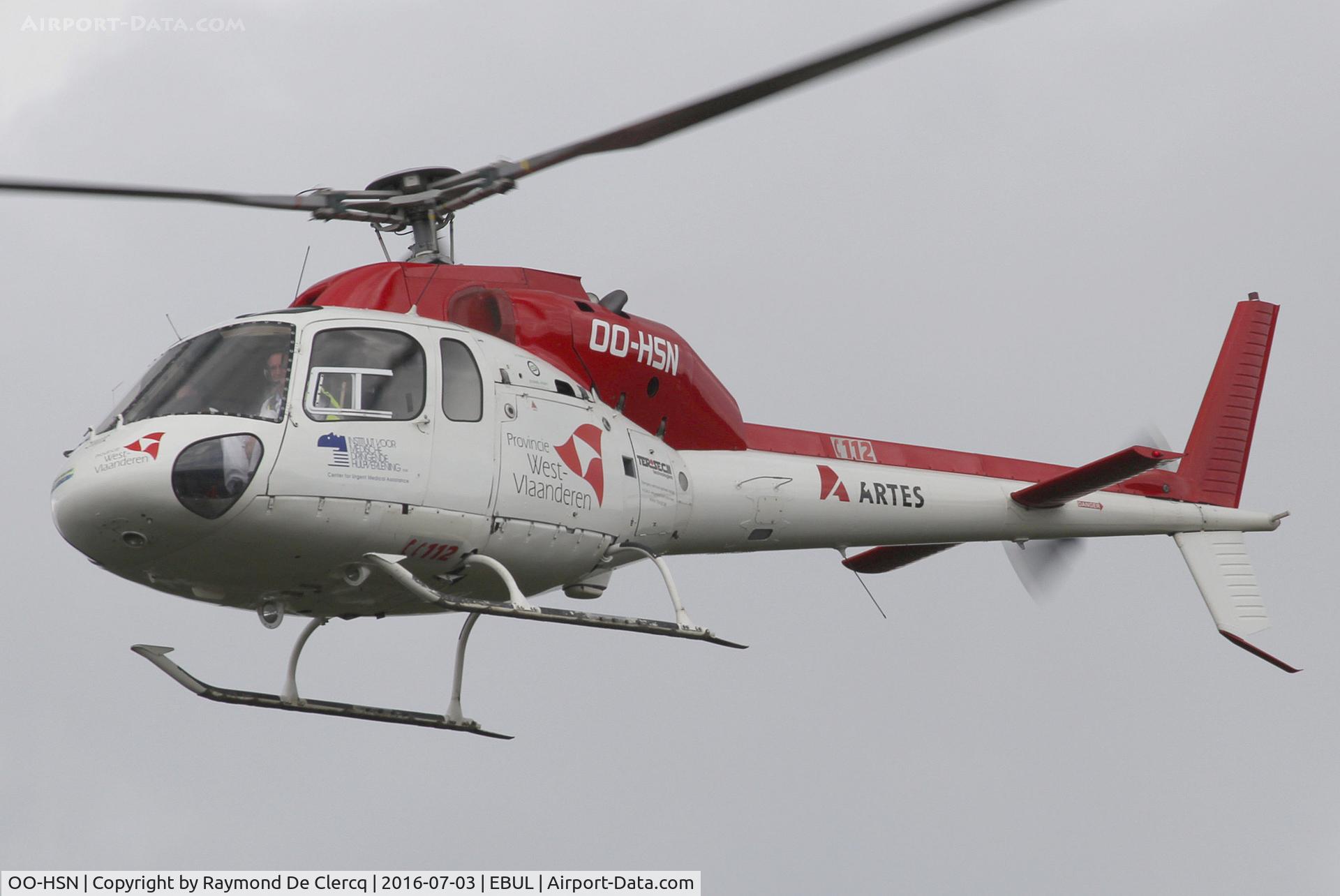 OO-HSN, 1989 Aerospatiale AS-355F-2 Ecureuil 2 C/N 5424, Currently in red and white c/s.