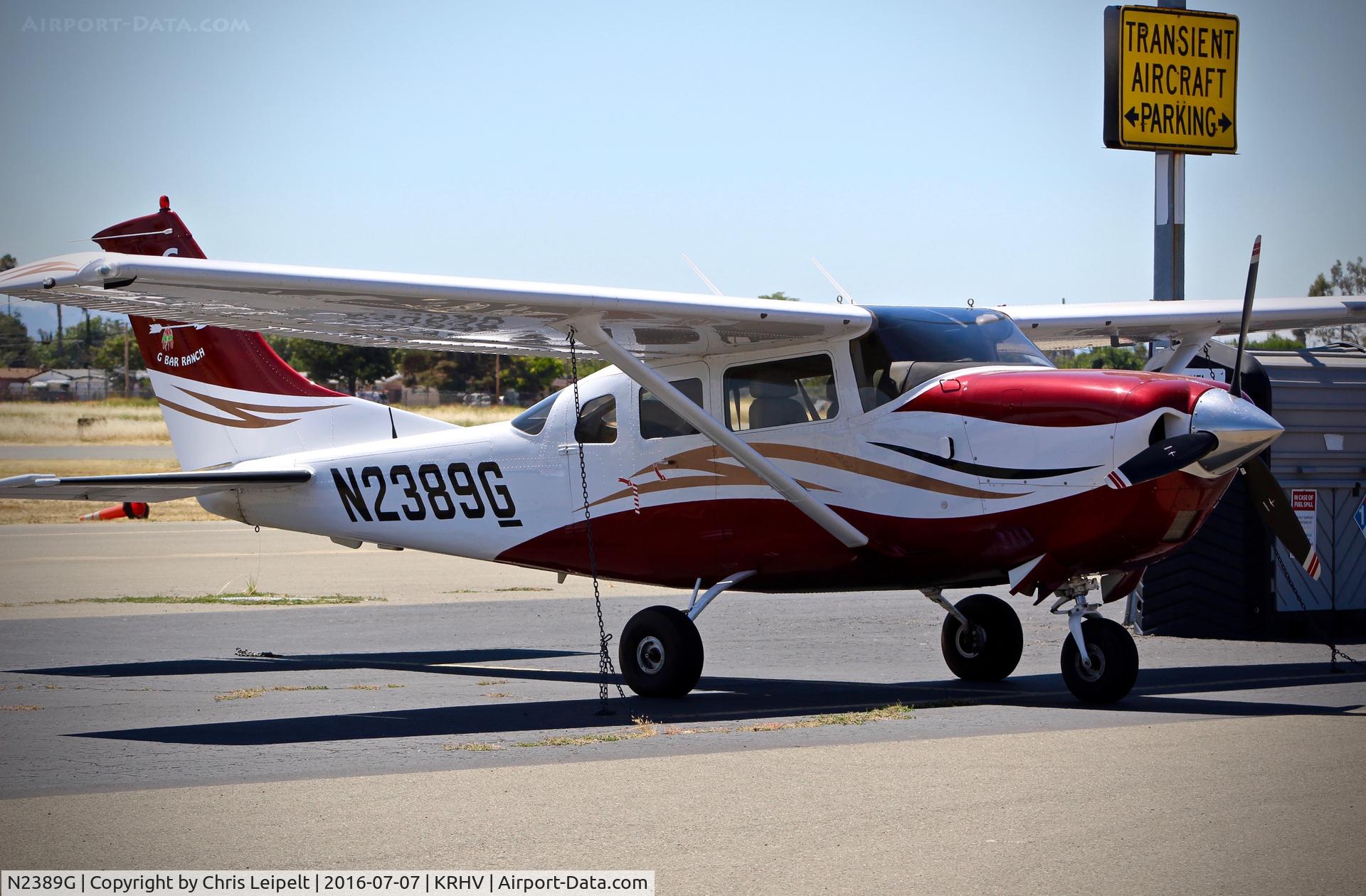 N2389G, 2006 Cessna T206H Turbo Stationair C/N T20608586, T206 Aviation LLC (Stockton, CA) 2006 Cessna T206H parked on the transient ramp at Reid Hillview Airport, San Jose, CA.