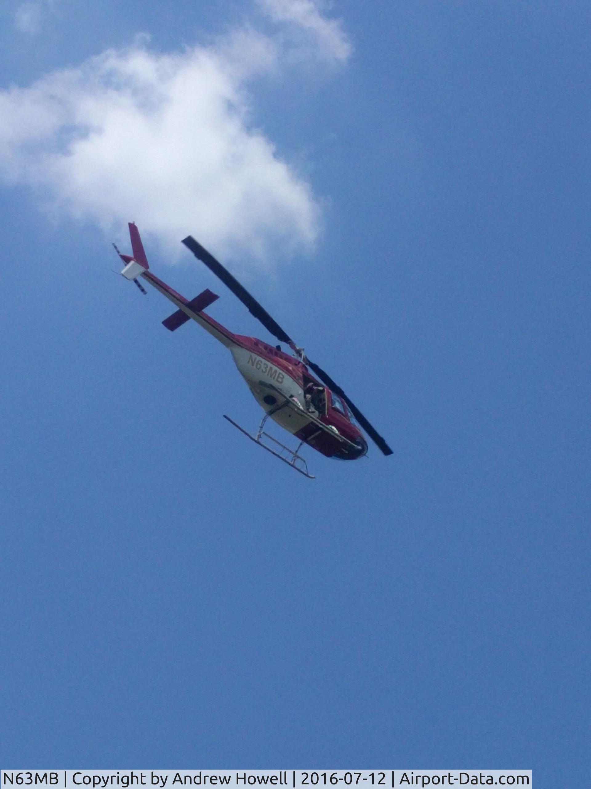 N63MB, 1993 Bell 206B C/N 4261, Man hanging out the side taking photographs with telephoto lense.