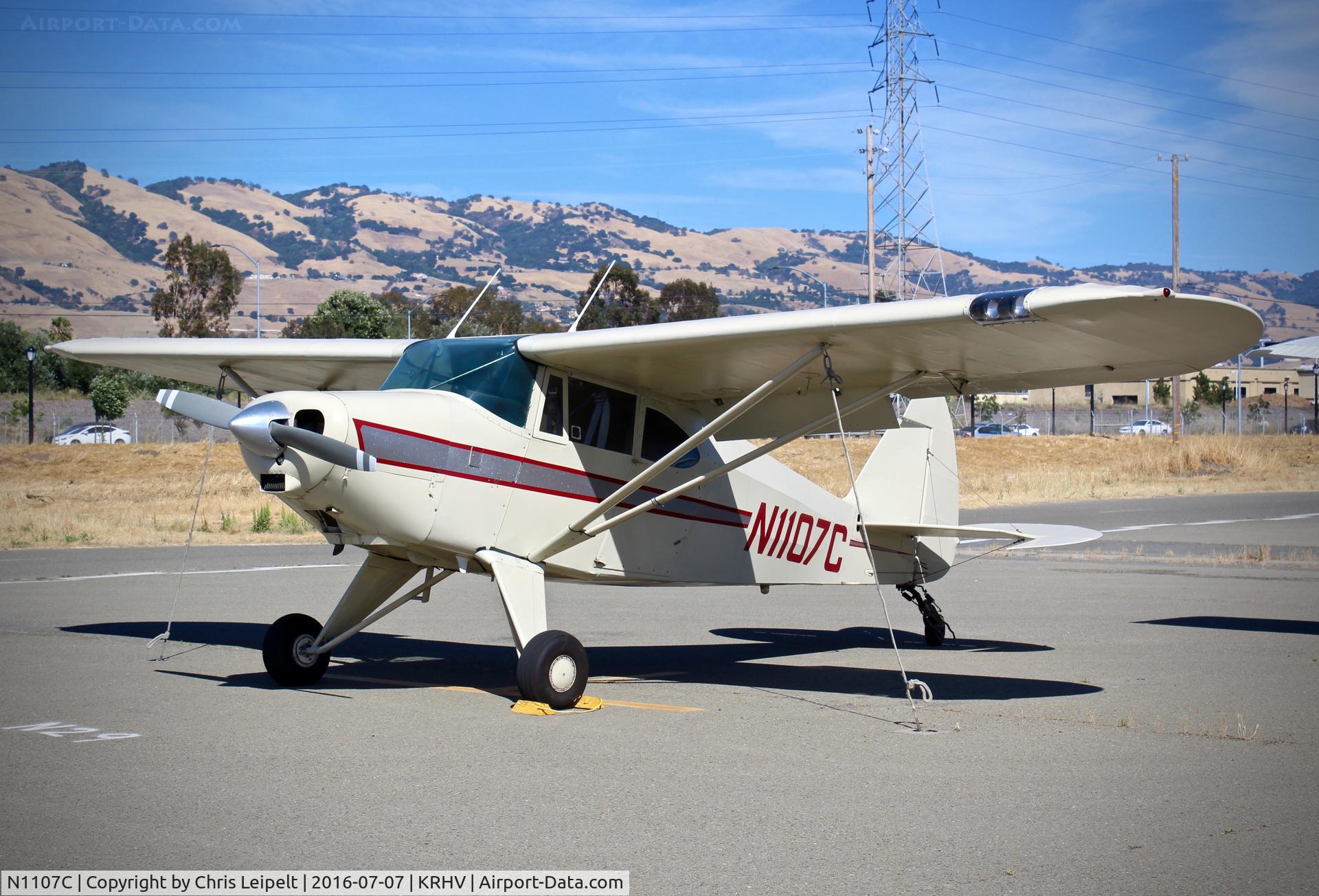 N1107C, 1953 Piper PA-22-135 Tri-Pacer C/N 22-953, Locally-based 1953 Piper PA-22-135 parked at a temporary tie down to make room for the 2016 Airport Day at Reid Hillview Airport, San Jose, CA.