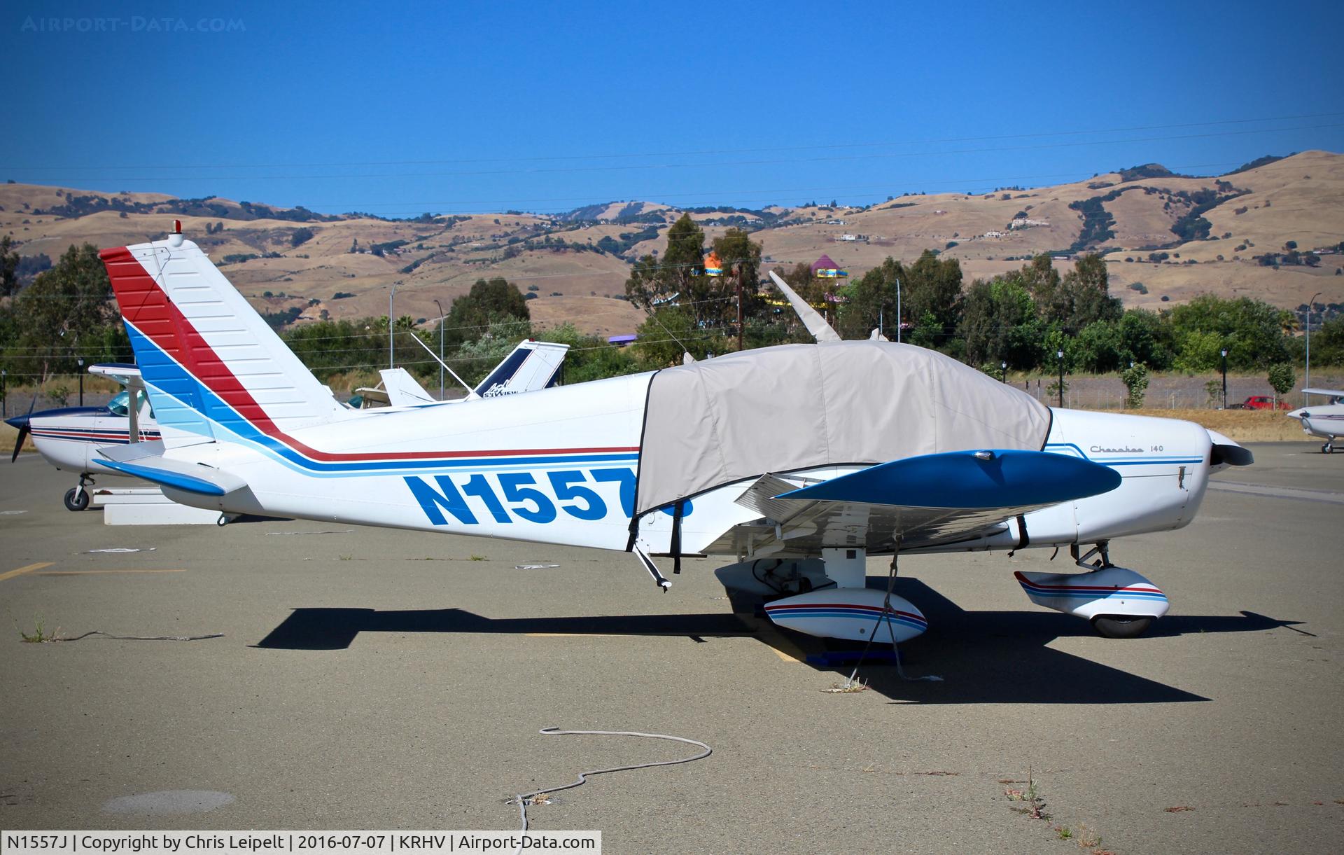 N1557J, 1967 Piper PA-28-140 C/N 28-23961, Locally-based 1967 Piper PA-28-140 parked on the ramp at Reid Hillview Airport, San Jose, CA.