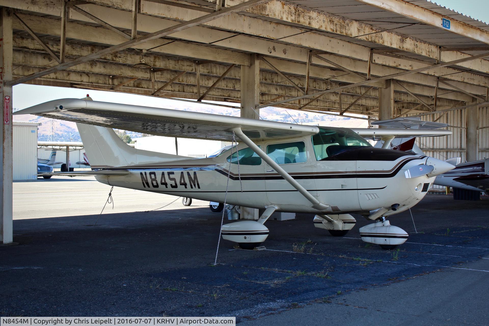 N8454M, 1976 Cessna 182P Skylane C/N 18264609, Locally-based 1976 Cessna 182P parked at its tie down under the shelters at Reid Hillview Airport, San Jose, CA.