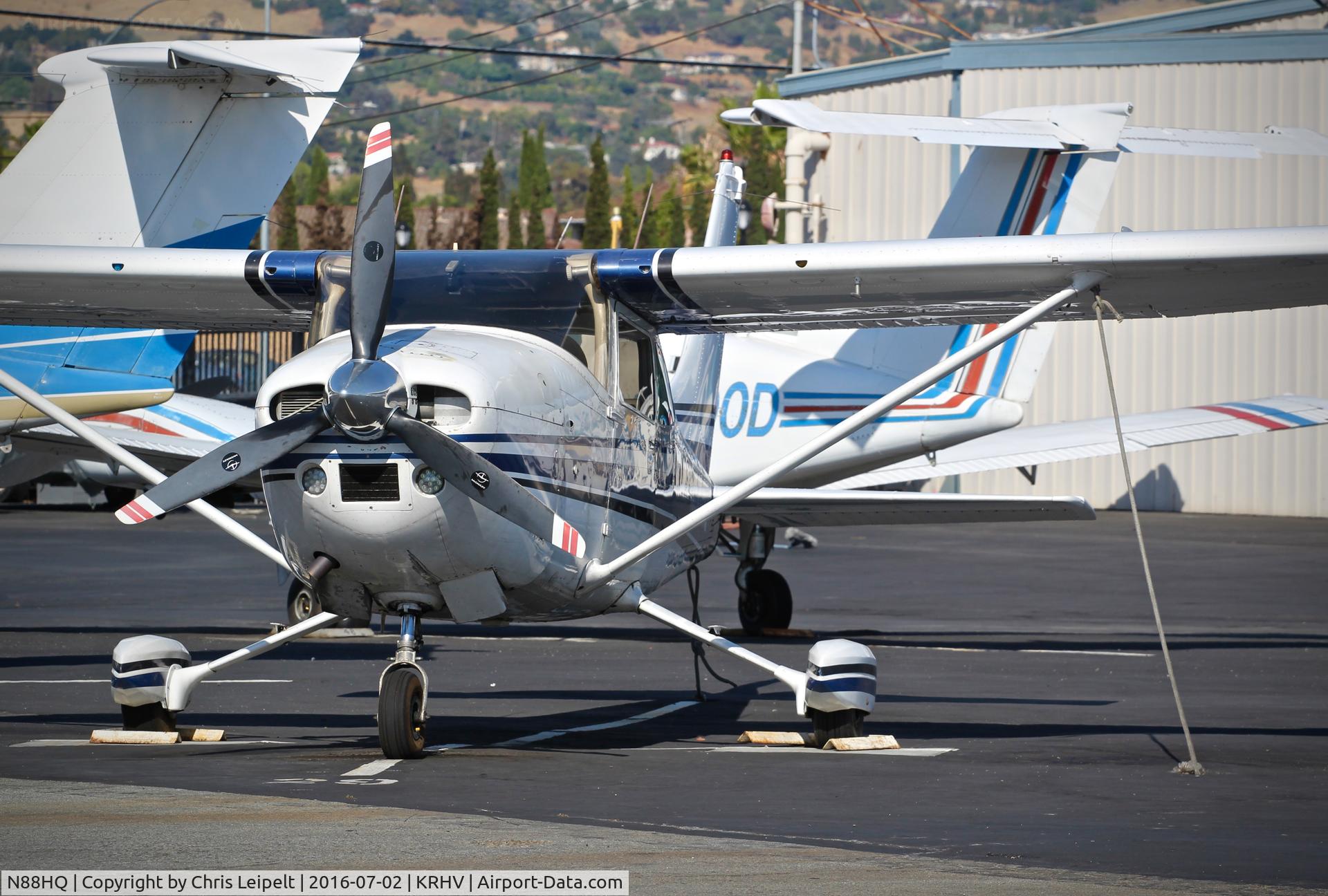 N88HQ, 1973 Cessna 182P Skylane C/N 18262714, Locally-based 1973 Cessna 182P parked at its tie down in front of Squadron 2 at Reid Hillview Airport, San Jose, CA.