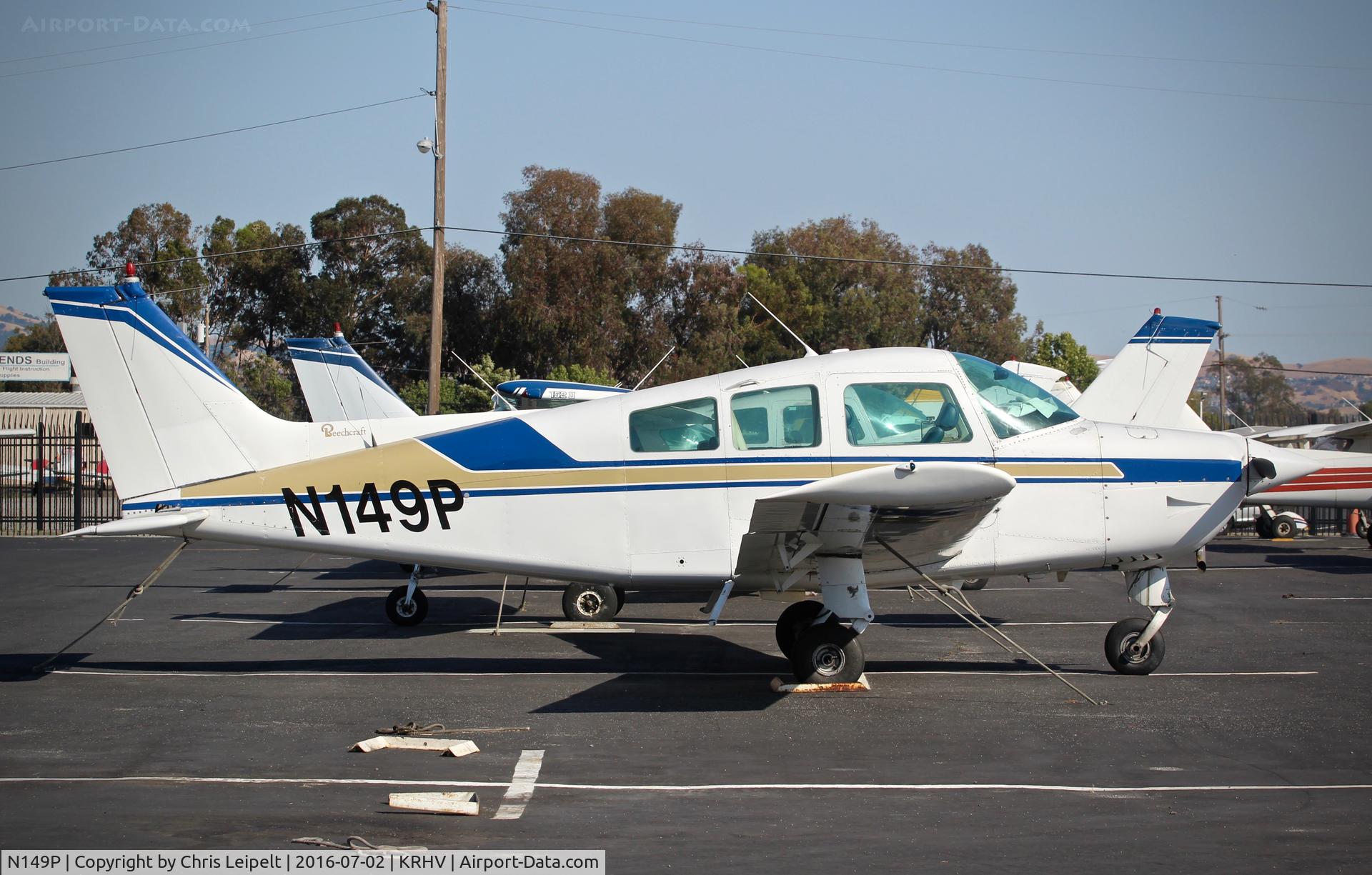 N149P, 1979 Beech C23 Sundowner 180 C/N M-2237, Locally-based 1979 Beech C23 parked at its tie down at Reid Hillview Airport, San Jose, CA.