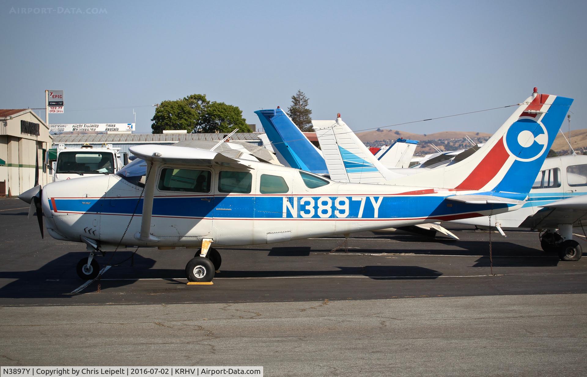 N3897Y, 1964 Cessna 210D Centurion C/N 21058397, Locally-based 1964 Cessna 210D parked at a new tie down, possibly just for maintenance at Reid Hillview Airport, San Jose, CA.