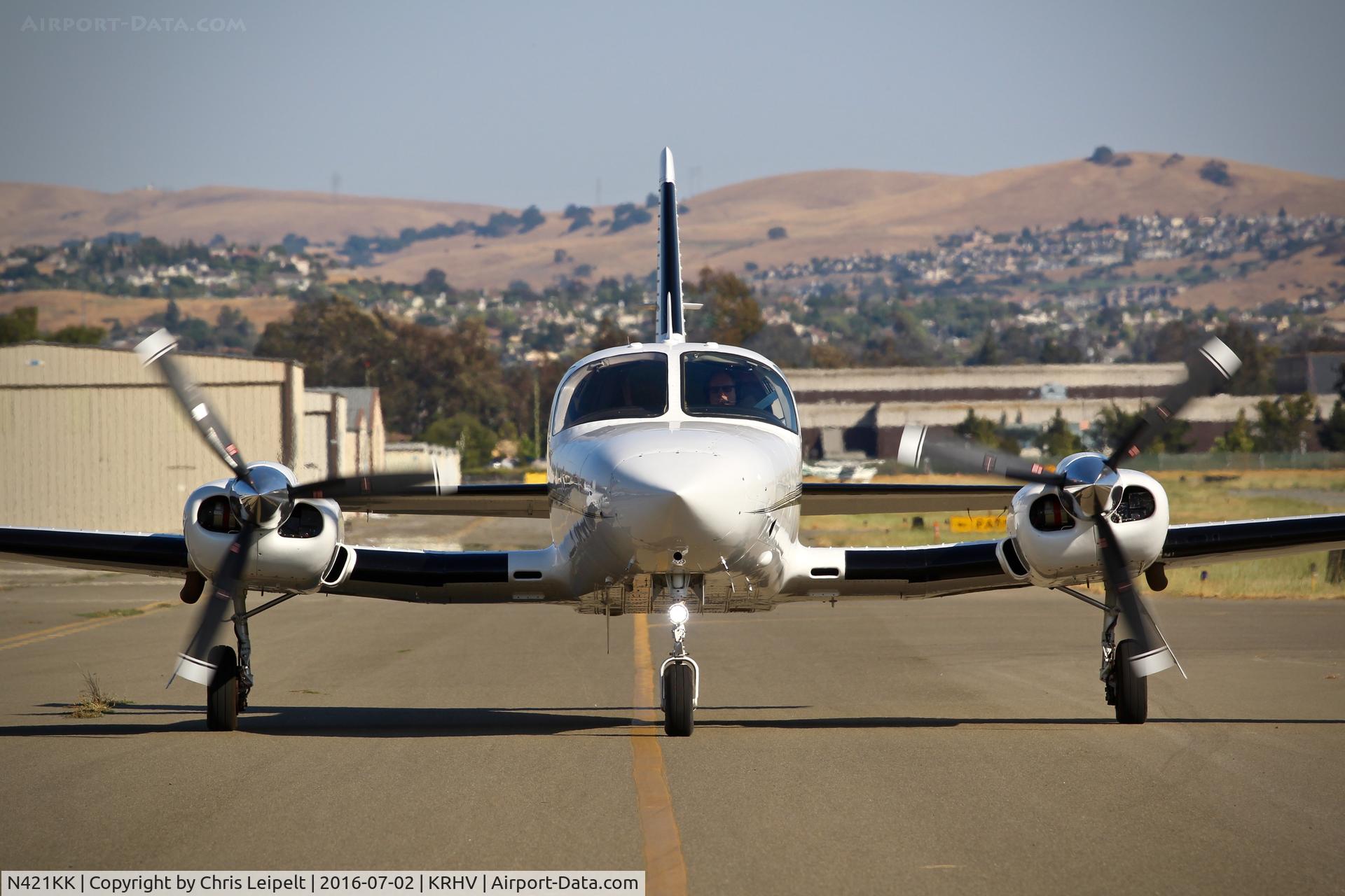 N421KK, Cessna 421C Golden Eagle C/N 421C0633, Locally-based Cessna 421C taxing in after arriving from Washington at Reid Hillview Airport, San Jose, CA.