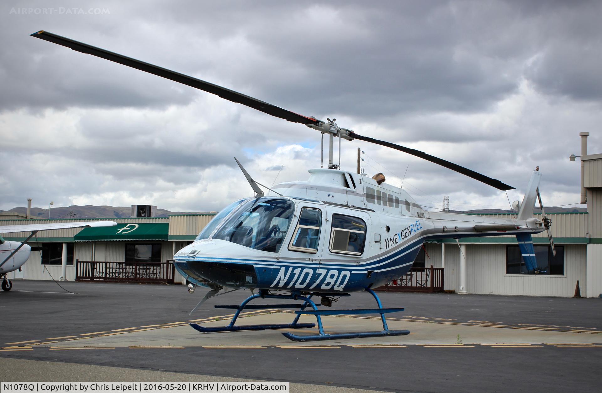 N1078Q, 1978 Bell 206B JetRanger III C/N 2425, Aris Leasing Inc (Sunnyvale, CA) 1978 Bell 206B parked on the Nice Air helipads at Reid Hillview Airport, San Jose, CA.