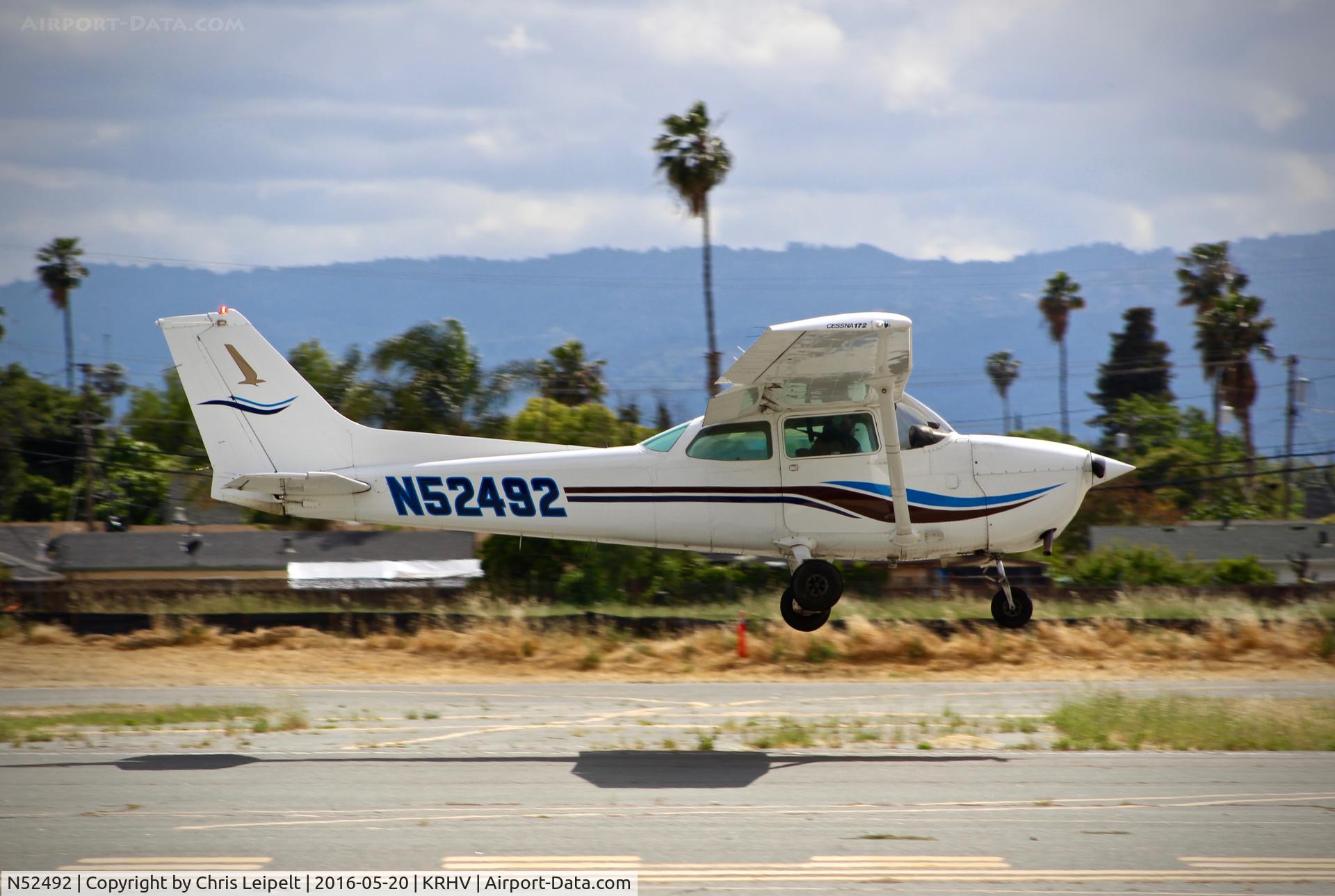 N52492, 1980 Cessna 172P C/N 17274540, Locally-based 1980 Cessna 172P departing on runway 31R at Reid Hillview Airport, San Jose, CA.