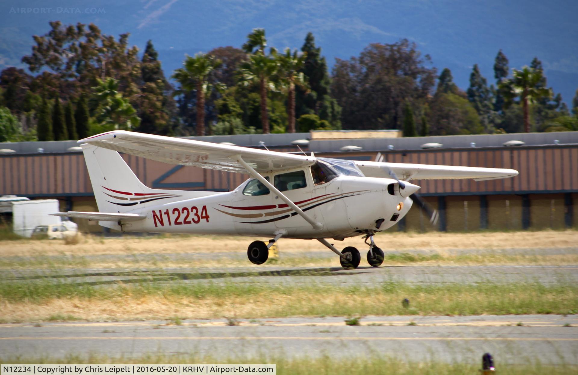 N12234, 1973 Cessna 172M C/N 17261896, Locally-based 1973 Cessna 172M departing on runway 31R at Reid Hillview Airport, San Jose, CA.