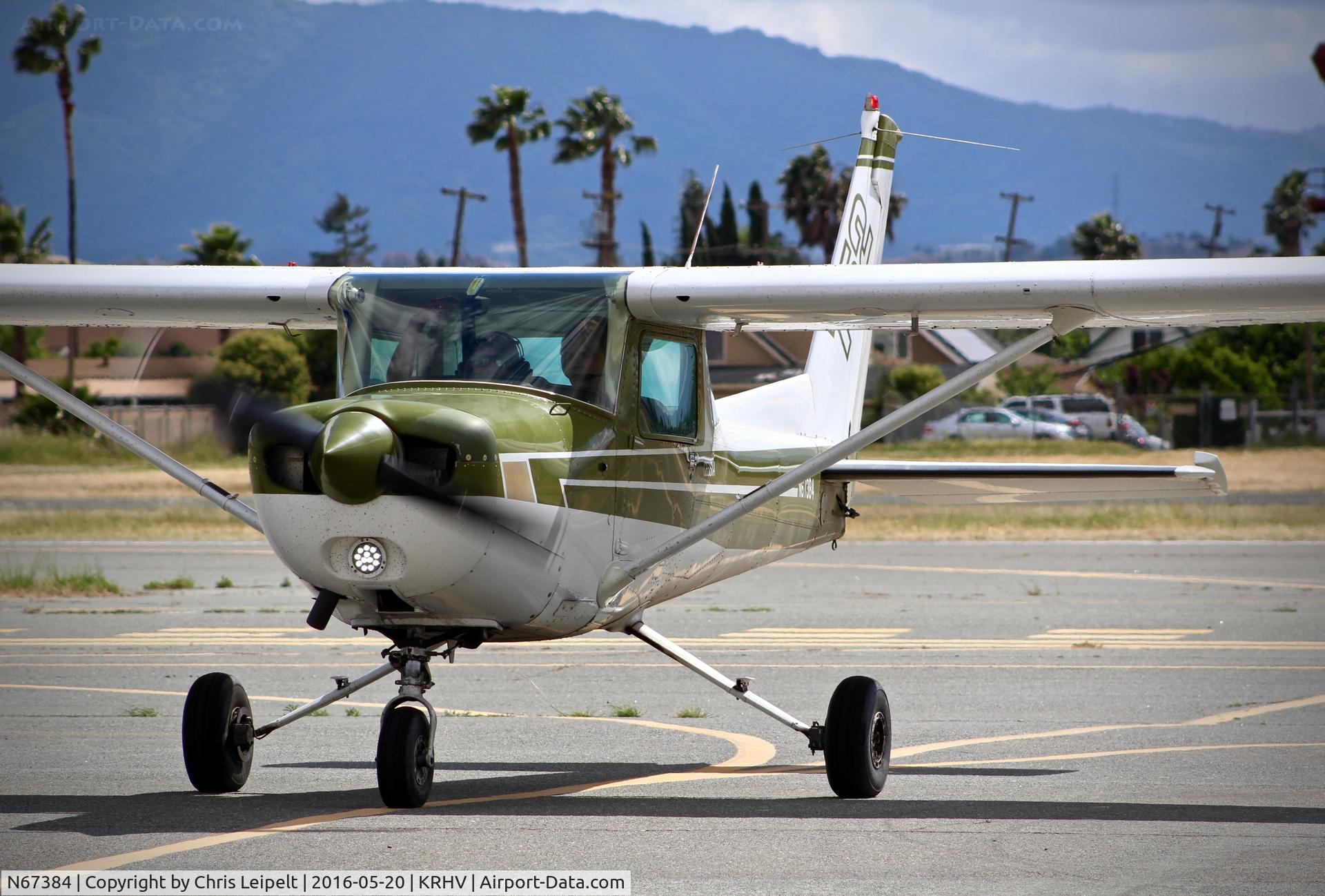 N67384, 1978 Cessna 152 C/N 15281800, Locally-based 1978 Cessna 152 taxing in at Reid Hillview Airport, San Jose, CA.
