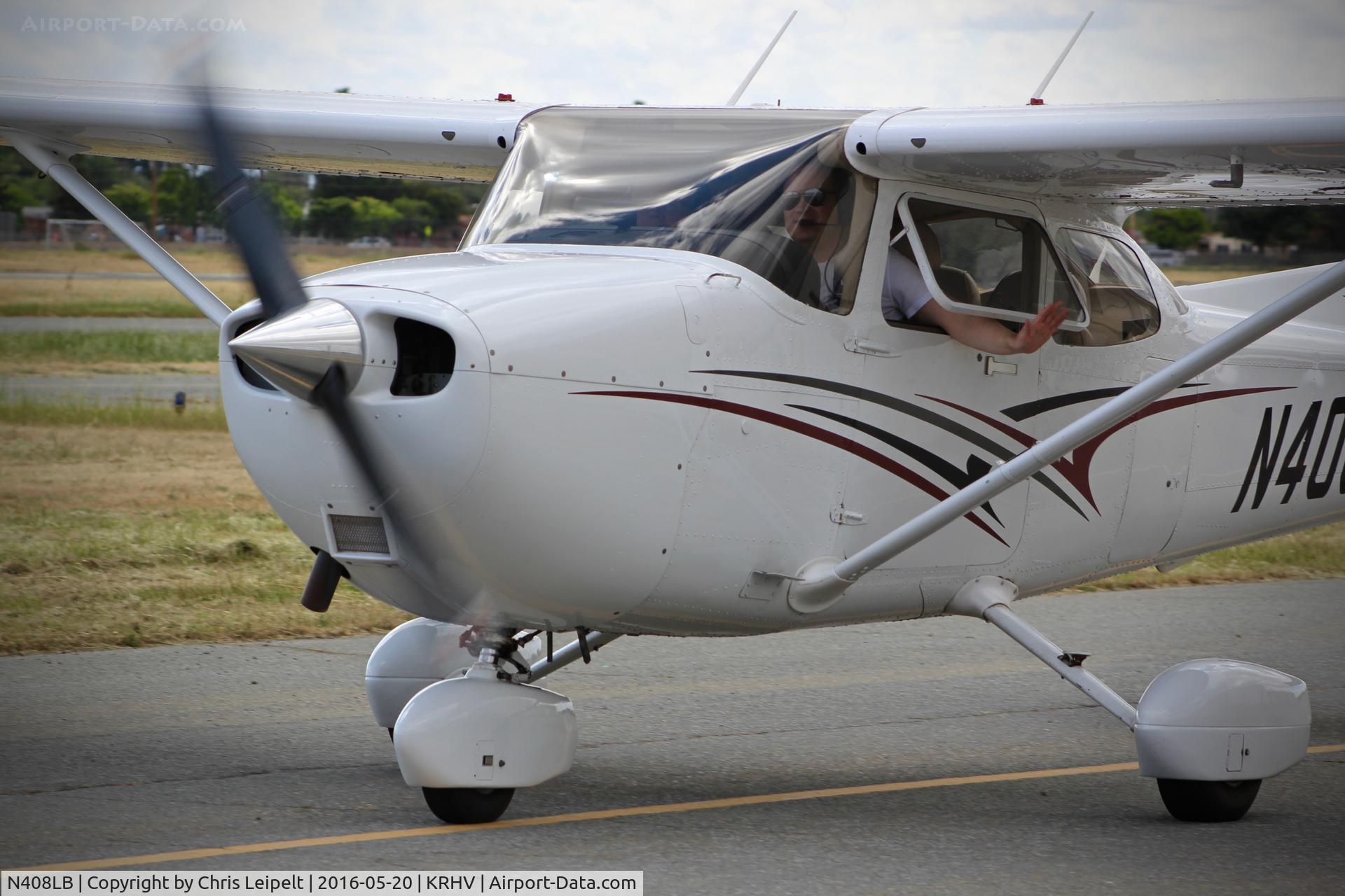 N408LB, 2012 Cessna 172SP Skyhawk C/N 172S11157, Locally-based 2012 Cessna 172SP taxing out for departure at Reid Hillview Airport, San Jose, CA. Thanks for the wave!