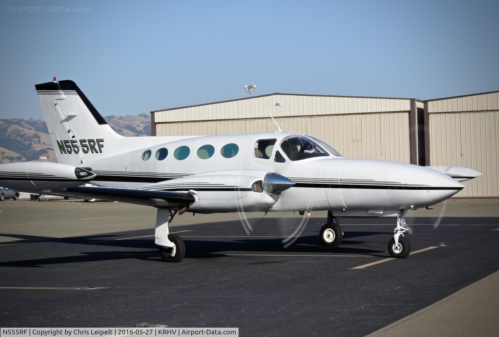 N555RF, 1974 Cessna 421B Golden Eagle C/N 421B0621, San Martin-based 1974 Cessna 421B preparing for departure out to Oregon at Reid Hillview Airport, San Jose, CA.