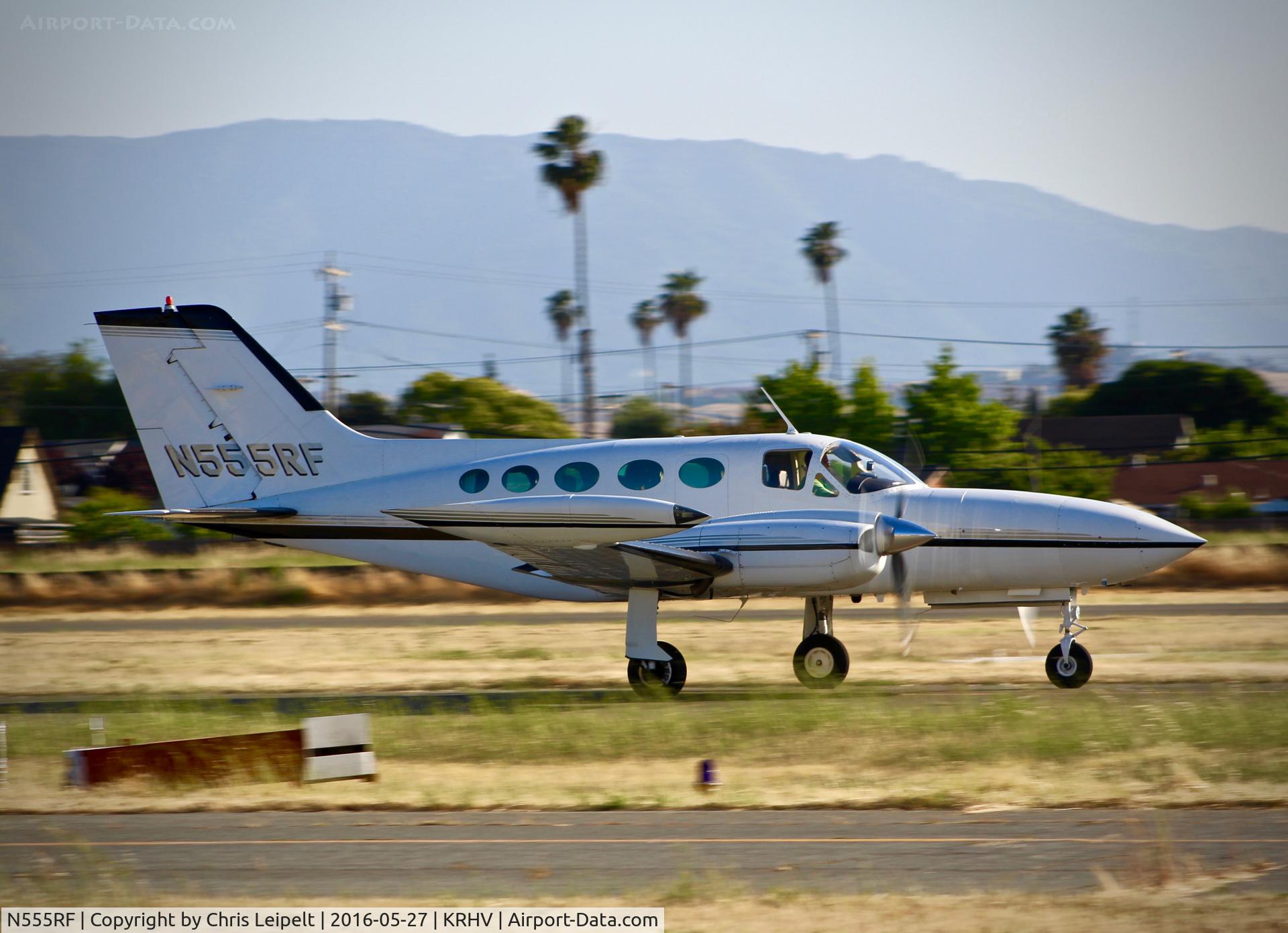 N555RF, 1974 Cessna 421B Golden Eagle C/N 421B0621, San Martin based 1974 Cessna 421B rolling out on 31R at Reid Hillview Airport, San Jose, CA.