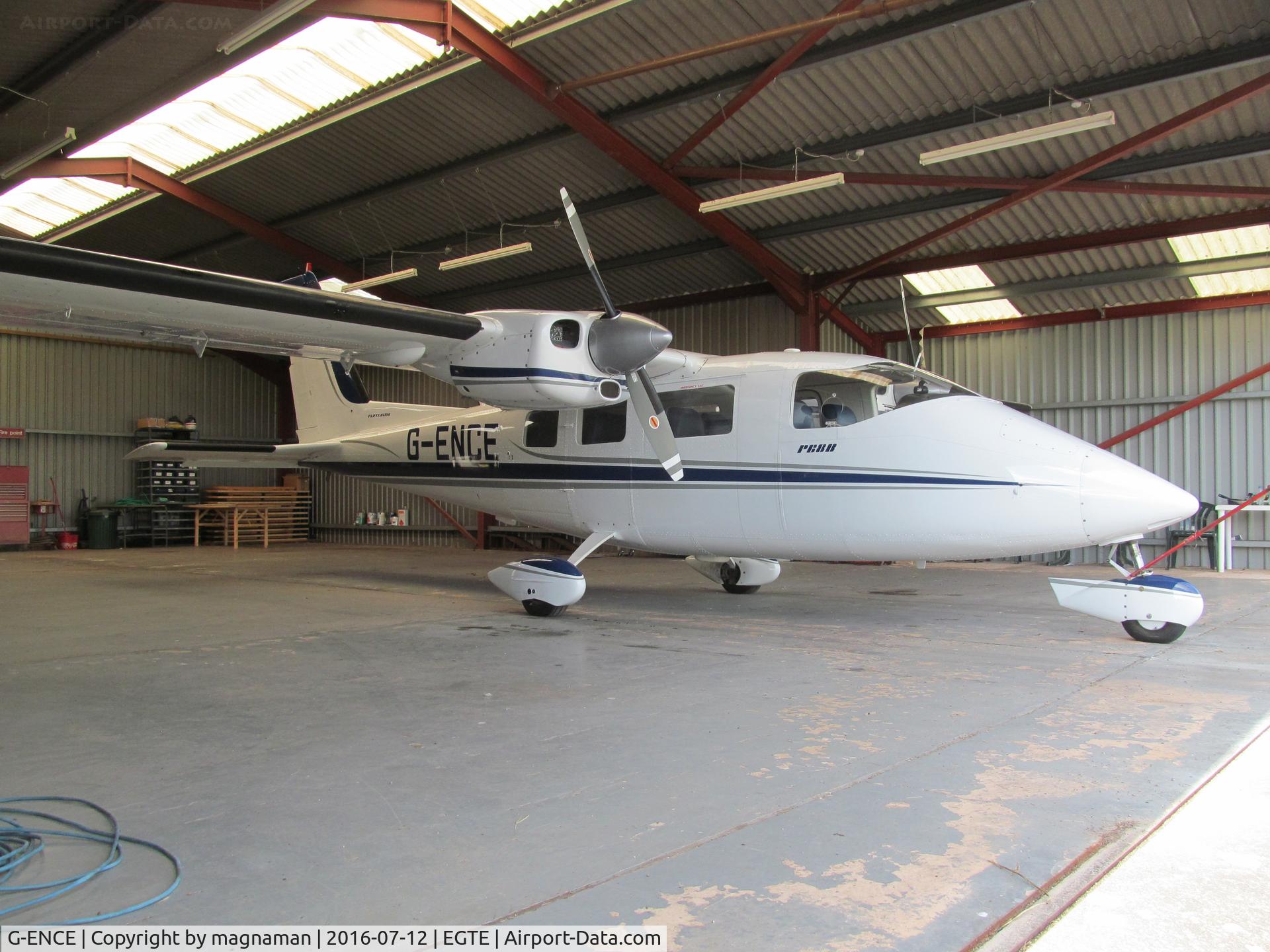 G-ENCE, 1978 Partenavia P-68B C/N 141, in hangar at Exeter - nice old twin