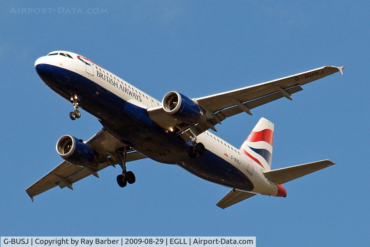 G-BUSJ, 1990 Airbus A320-211 C/N 109, Airbus A320-111 [0109] (British Airways) Home~G 29/08/2009. On approach 27R.