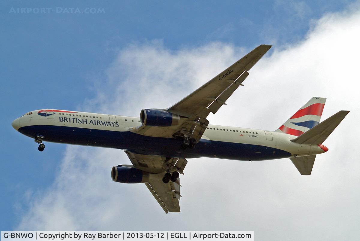 G-BNWO, 1992 Boeing 767-336 C/N 25442, Boeing 767-336ER [25442] (British Airways) Home~G 12/05/2013. On approach 27R.