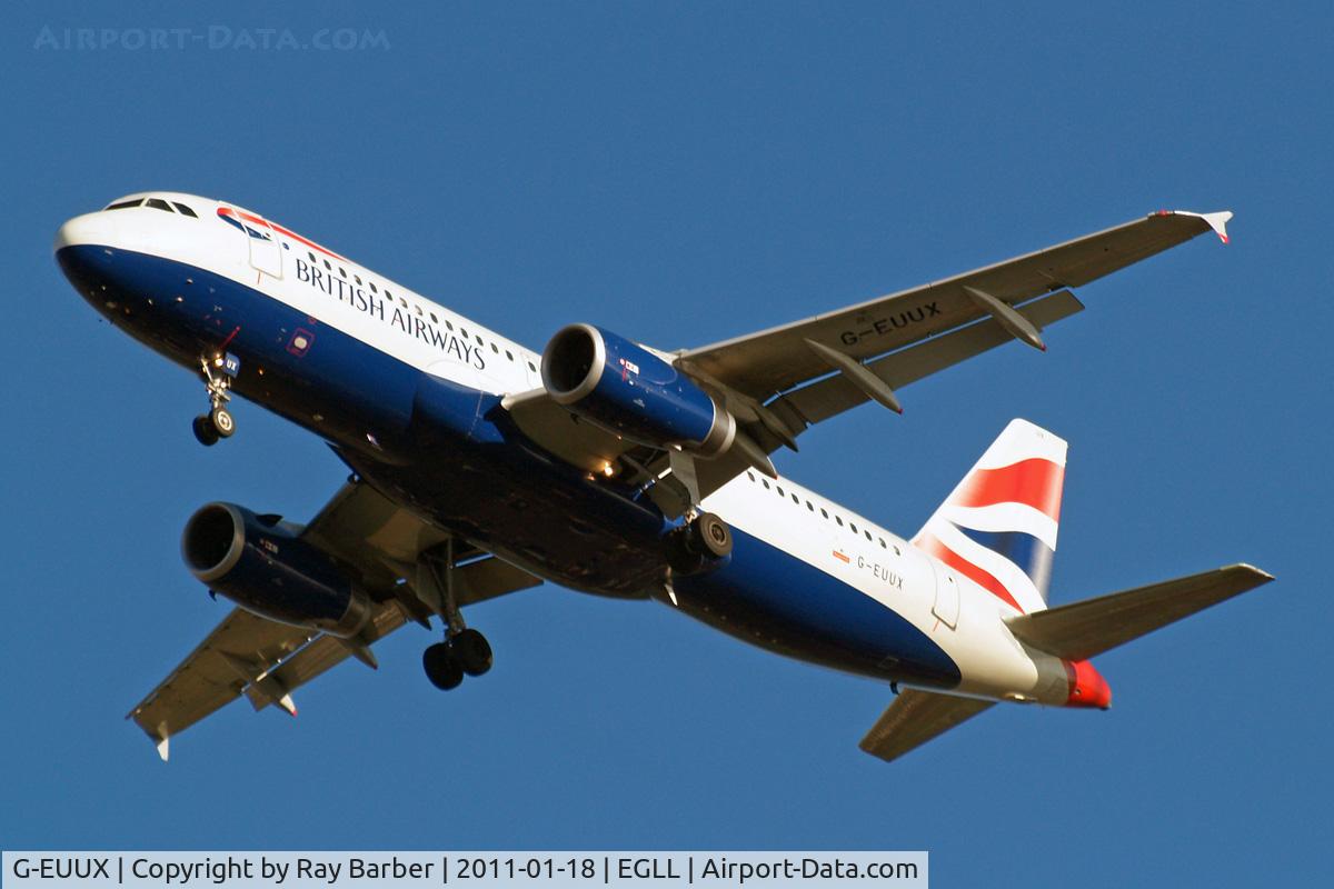 G-EUUX, 2008 Airbus A320-232 C/N 3550, Airbus A320-232 [3550] (British Airways) Home~G 18/01/2011. On approach 27R.