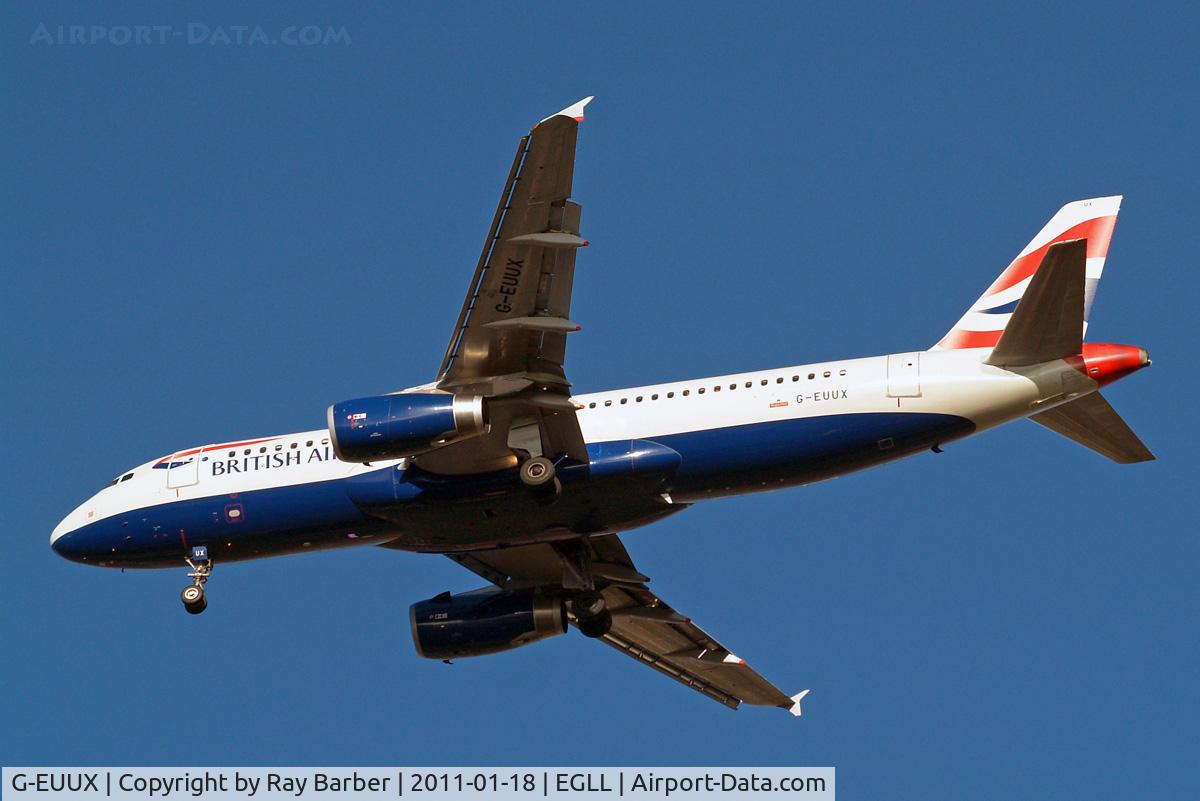 G-EUUX, 2008 Airbus A320-232 C/N 3550, Airbus A320-232 [3550] (British Airways) Home~G 18/01/2011. On approach 27R.