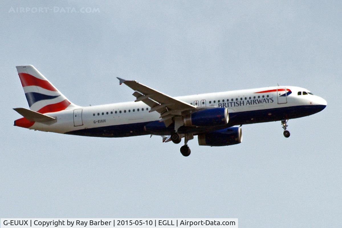G-EUUX, 2008 Airbus A320-232 C/N 3550, Airbus A320-232 [3550] (British Airways) Home~G 10/05/2015. On approach 27L.