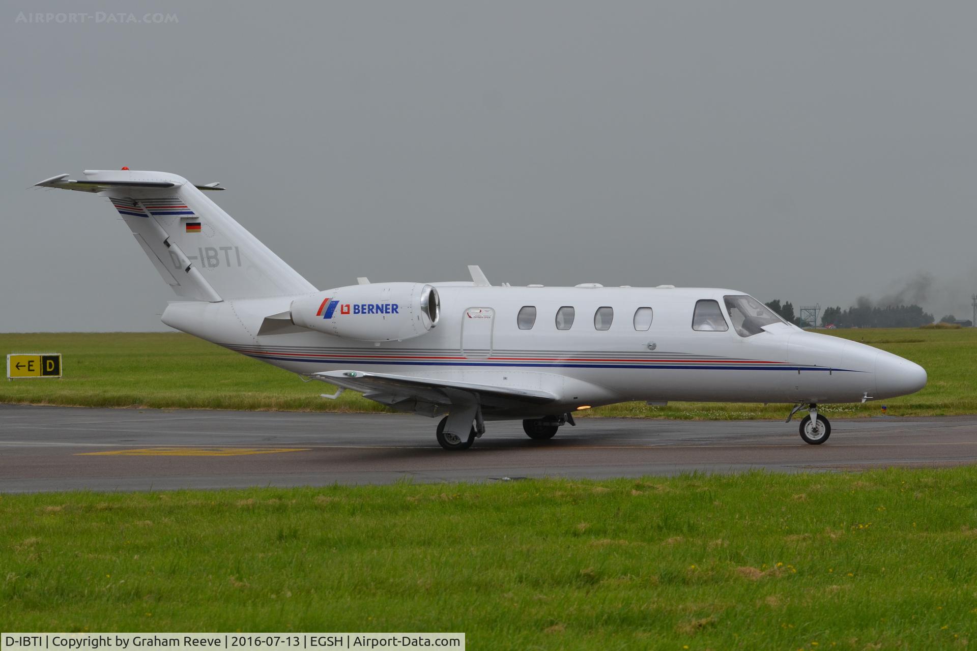 D-IBTI, Cessna 525 CitationJet CJ1+ C/N 525-0684, Departing from Norwich.