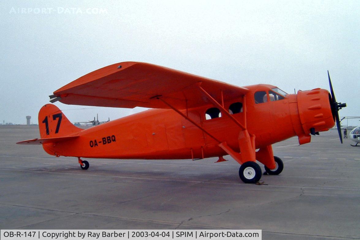 OB-R-147, Faucett-Stinson F-19 C/N 29, Faucett-Stinson F.19 [29] Lima-Jorge Chavez Int'l~OB 04/04/2003 Marked OA-BBQ coded 17.