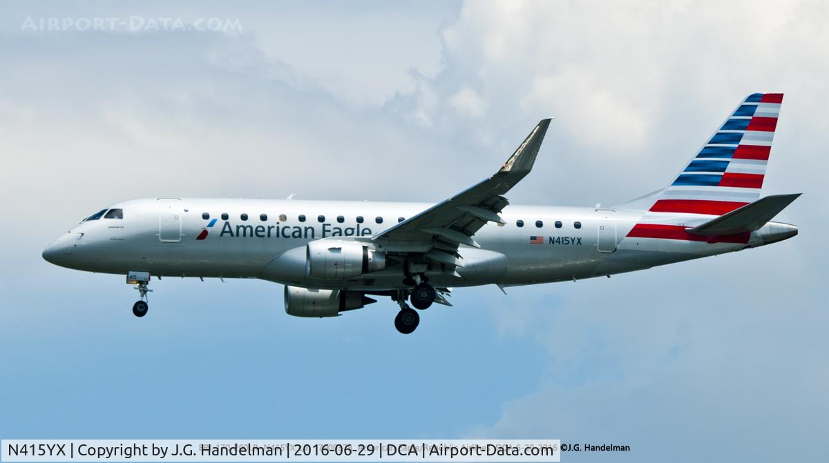 N415YX, 2013 Embraer 175LR (ERJ-170-200LR) C/N 17000378, On final to DCA.