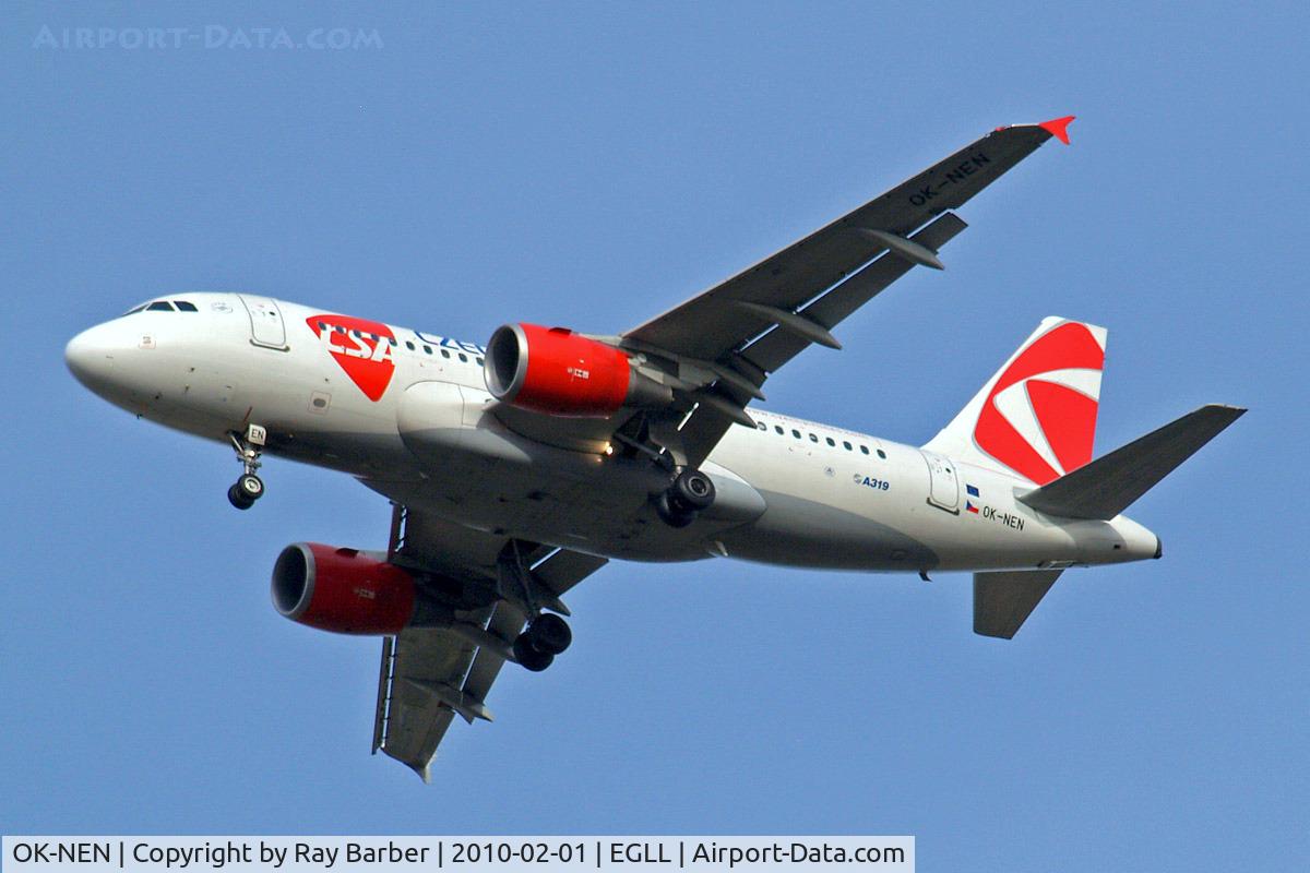 OK-NEN, 2008 Airbus A319-112 C/N 3436, Airbus A319-112 [3436] (CSA Czech Airlines) Home~G 01/02/2010. On approach 27R.