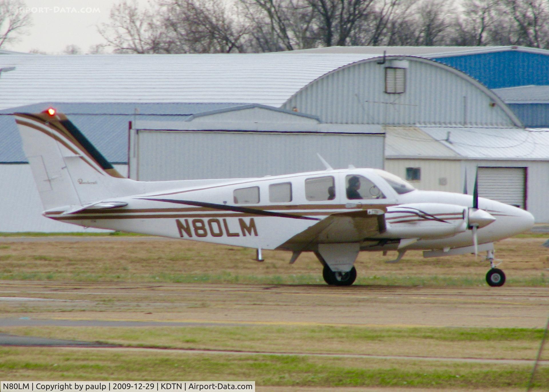 N80LM, 1979 Beech 58P Baron C/N TJ-216, At Downtown Shreveport.