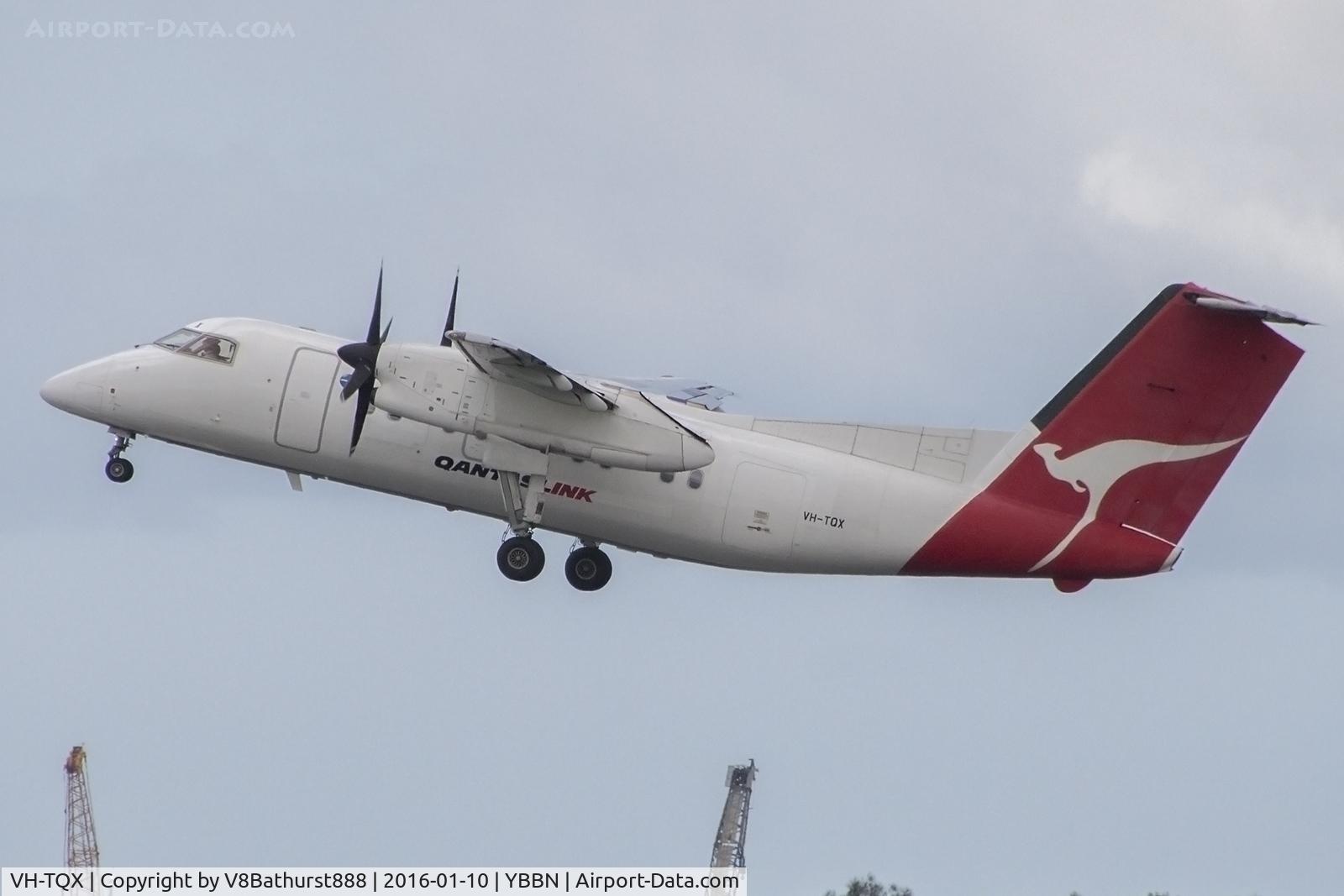 VH-TQX, 1996 De Havilland Canada DHC-8-202 Dash 8 C/N 439, TQX departing for Lord Howe Island