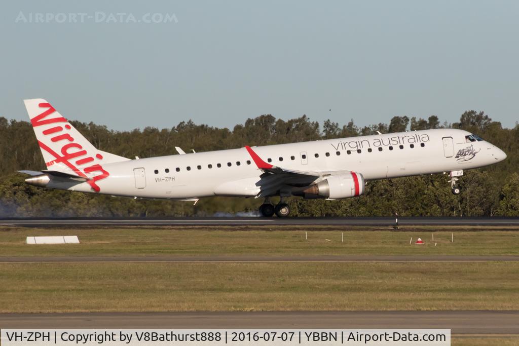 VH-ZPH, 2008 Embraer 190AR (ERJ-190-100IGW) C/N 19000199, about to lower the nose