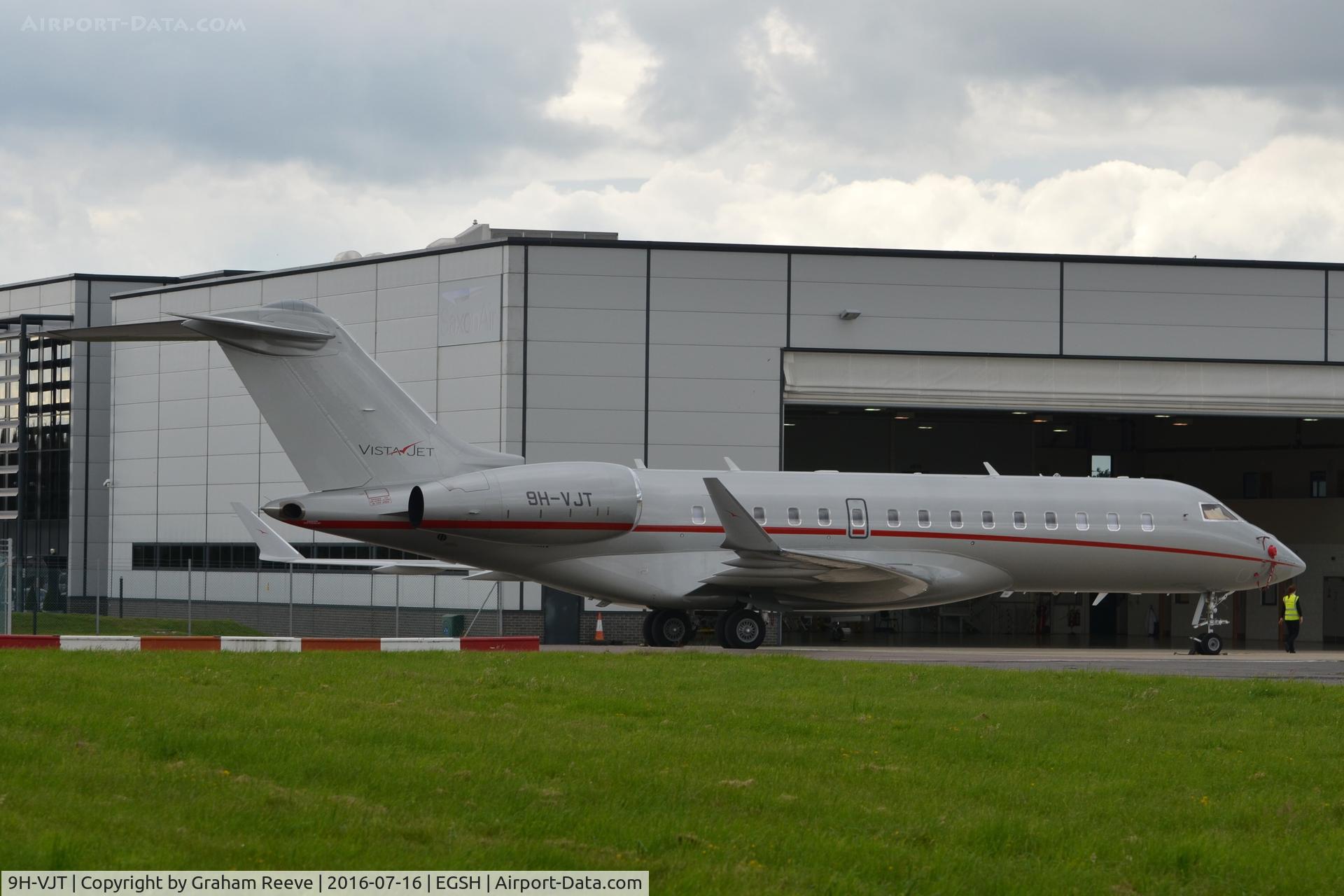 9H-VJT, 2015 Bombardier BD-700-1A10 Global 6000 C/N 9721, Parked at Norwich.