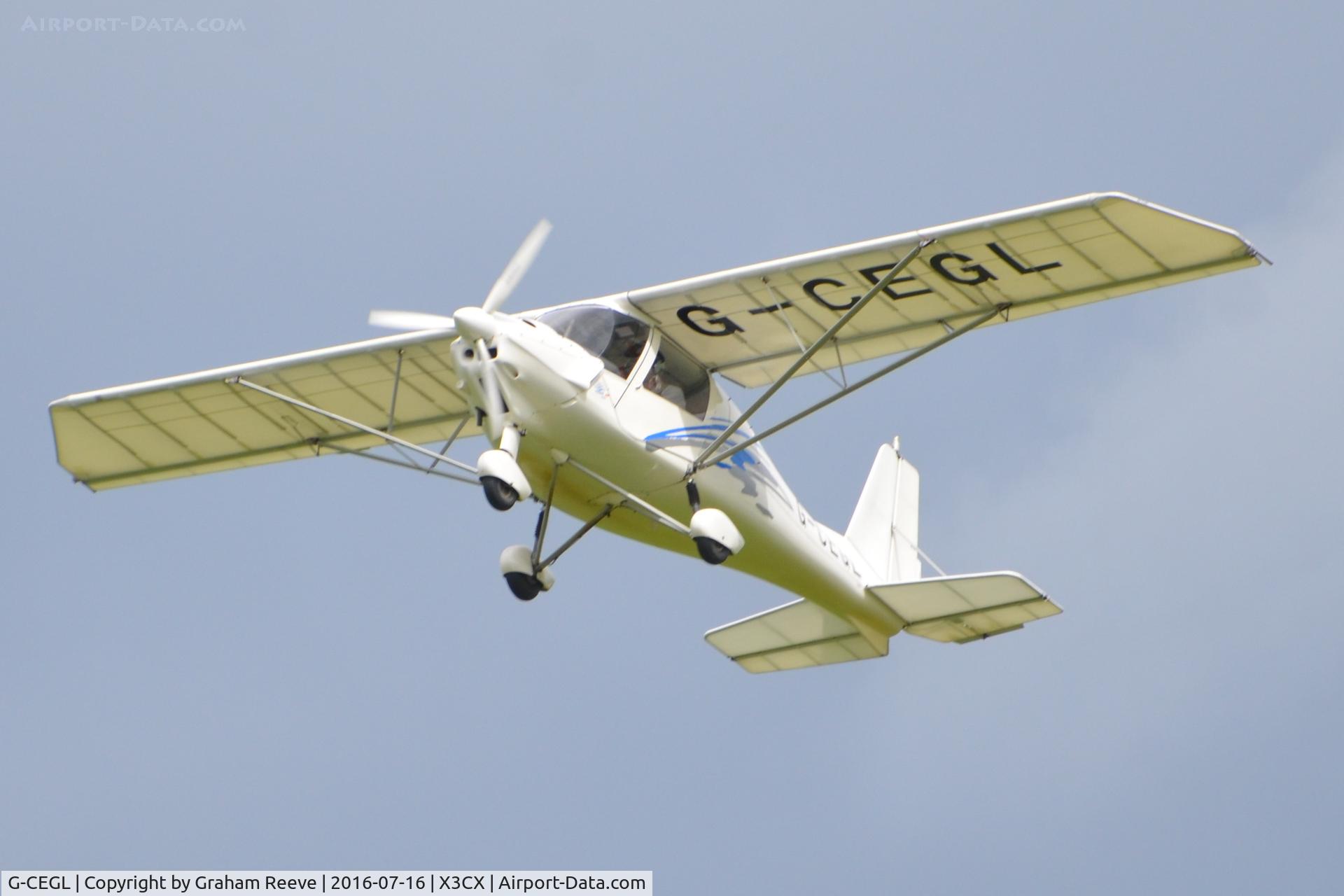 G-CEGL, 2006 Comco Ikarus C42 FB80 C/N 0609-6848, Departing from Northrepps.