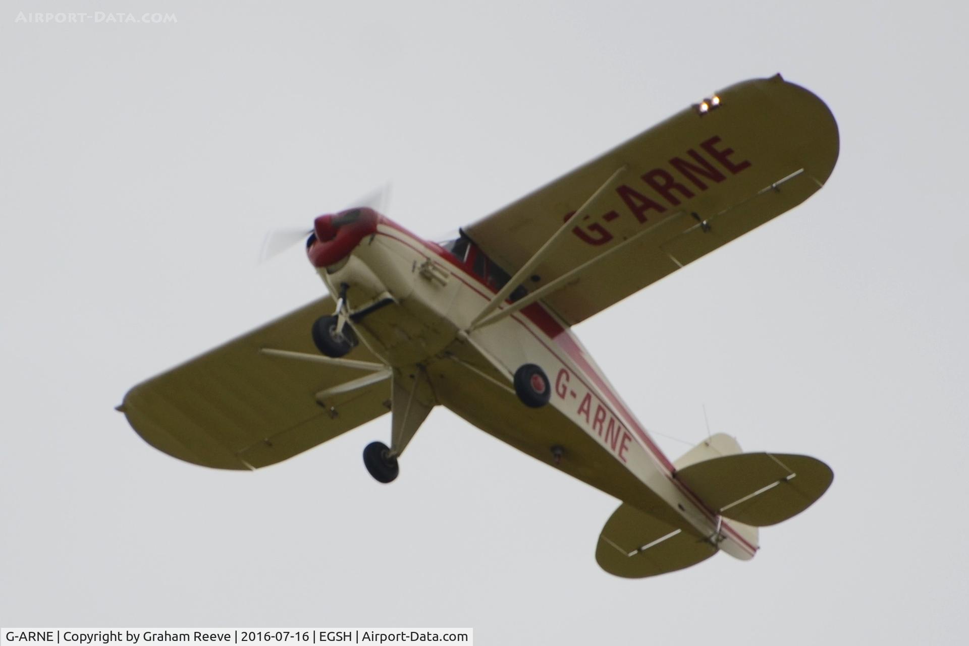 G-ARNE, 1961 Piper PA-22-108 Colt Colt C/N 22-8502, Over head at Norwich.