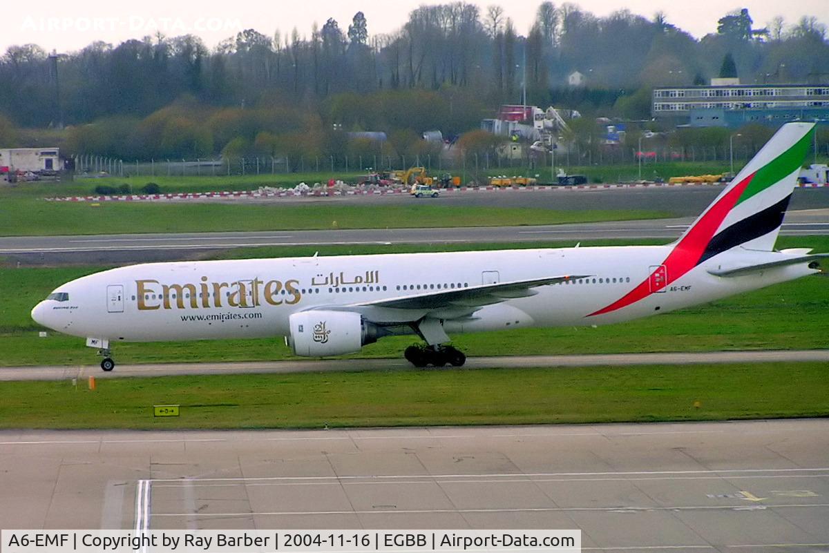 A6-EMF, 1996 Boeing 777-21H C/N 27249, Boeing 777-21H [27249] (Emirates Airlines) Birmingham Int'l~G 16/11/2004