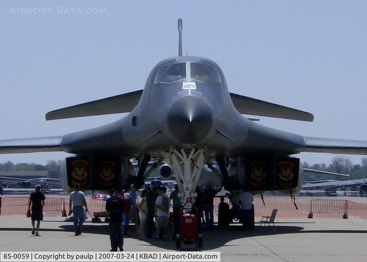 85-0059, 1985 Rockwell B-1B Lancer C/N 19, At Barksdale Air Force Base.
