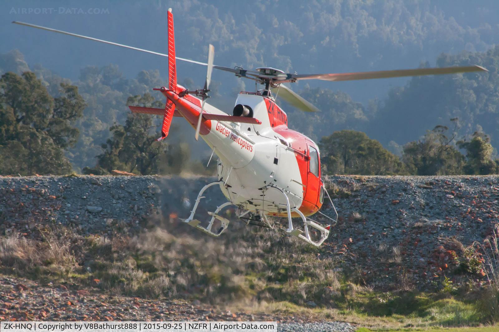 ZK-HNQ, Aerospatiale AS-350BA Ecureuil C/N 1972, Departing Franz Josef Heliport for Mount Cook, Fox Galcier and Franz Josef Glacier on a sightseeing tour