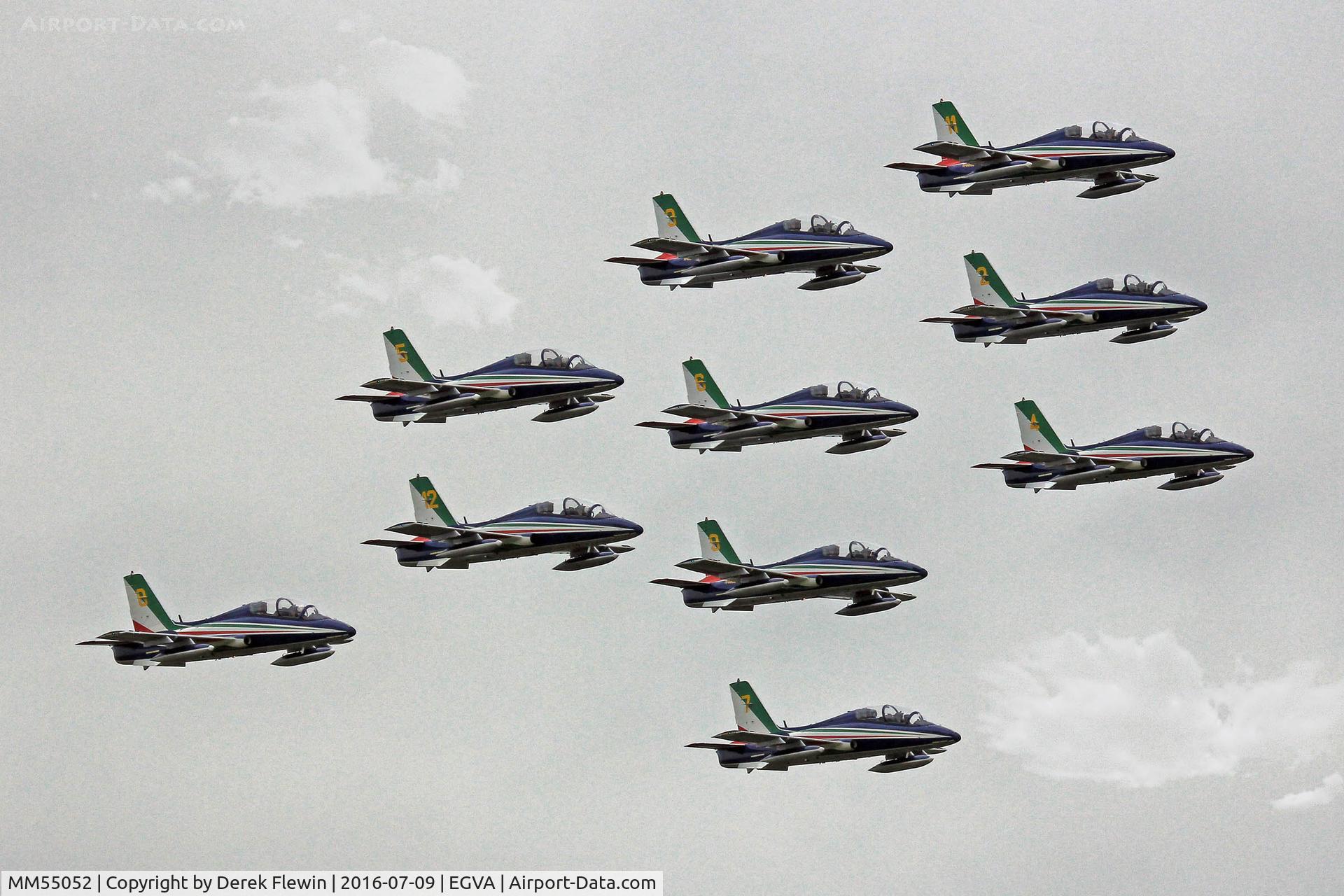MM55052, Aermacchi MB-339PAN C/N 6846/186/AA083, MB-339PAN, Italian Air Force, 2 Stormo 313 Gruppo Rivolto based, Frecce Tricolori, seen displaying at RIAT2016.