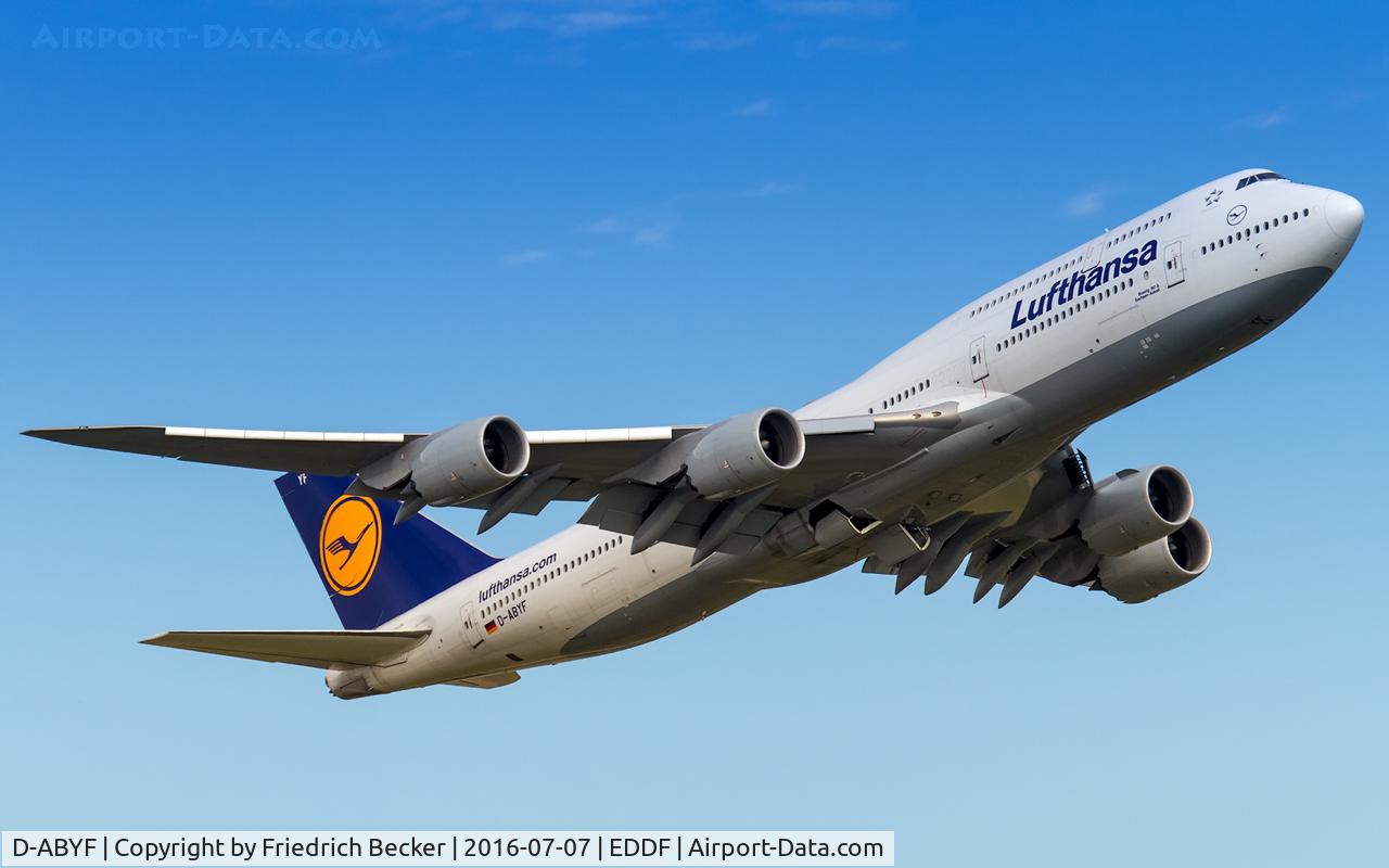 D-ABYF, 2012 Boeing 747-830 C/N 37830, departure via RW25C