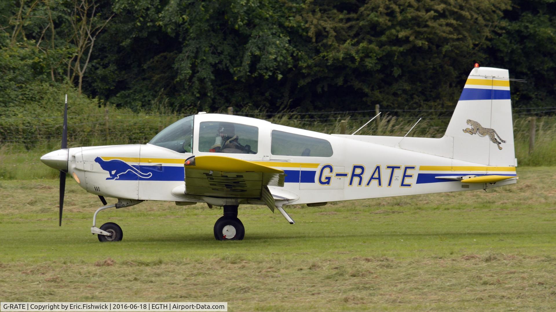 G-RATE, 1978 Grumman American AA-5A Cheetah C/N AA5A-0781, 1. G-RATE arriving at Old Warden Airfield.