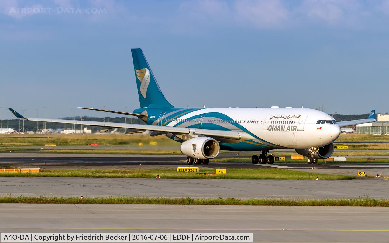 A4O-DA, 2009 Airbus A330-243 C/N 1038, line up prior departure via RW18W