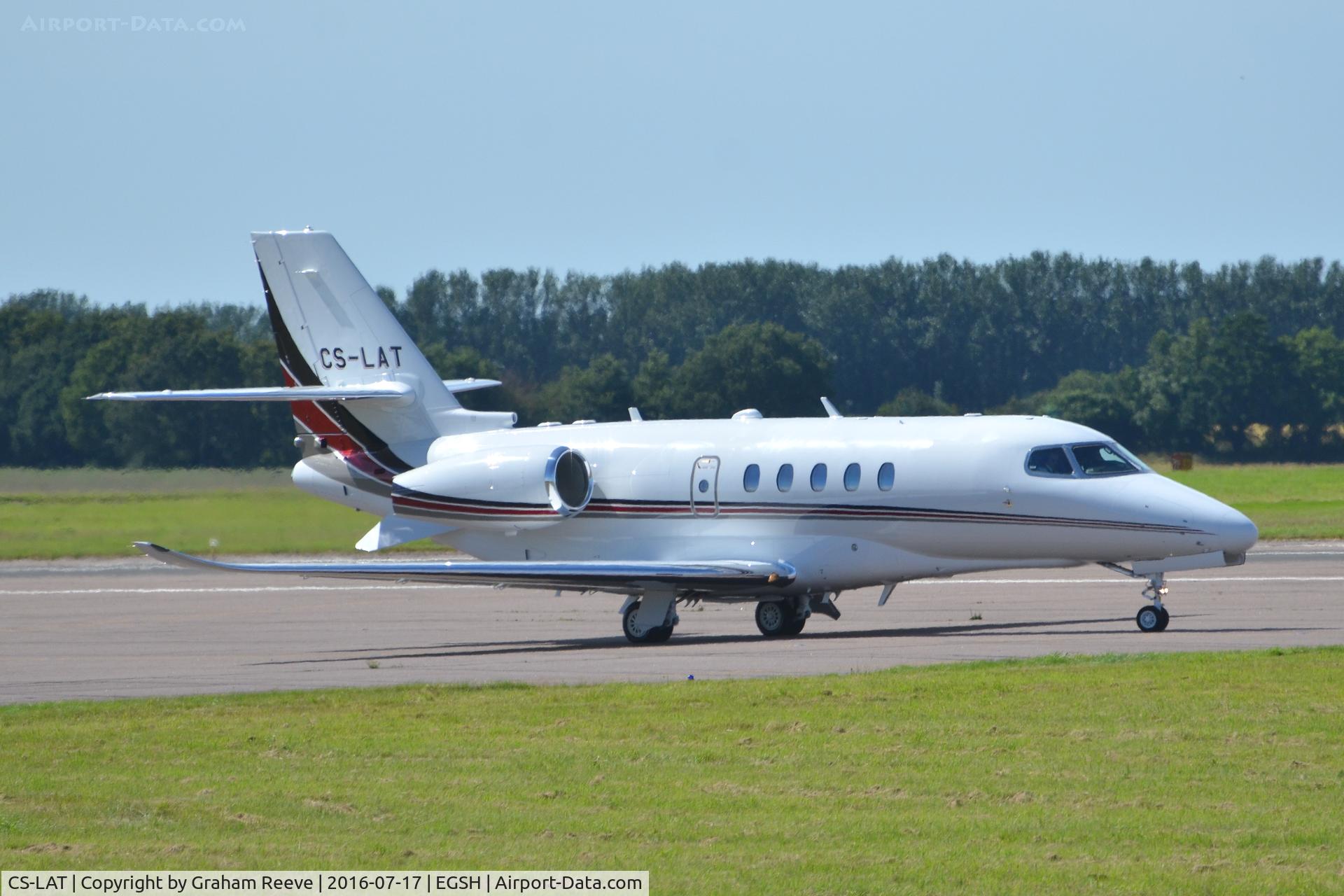 CS-LAT, 2016 Cessna 680A Citation Latitude C/N 680A-0027, About to depart from Norwich.