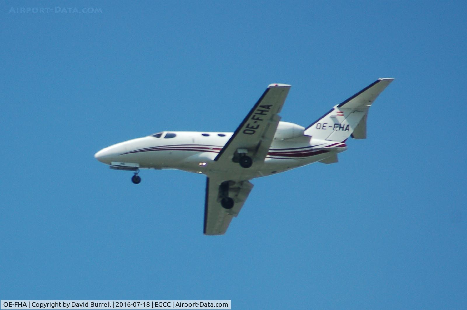 OE-FHA, 2008 Cessna 510 Citation Mustang Citation Mustang C/N 510-0081, GlobeAir OE-FHA on approach to Manchester Airport.