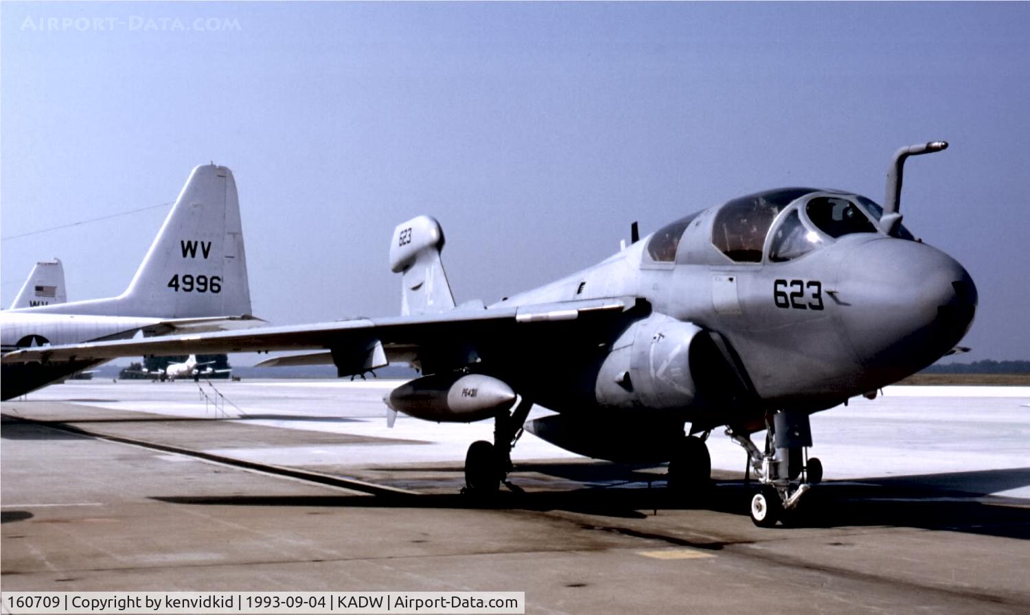 160709, Grumman EA-6B Prowler C/N P-72, US Navy
Andrews AFB visiting aircraft ramp.