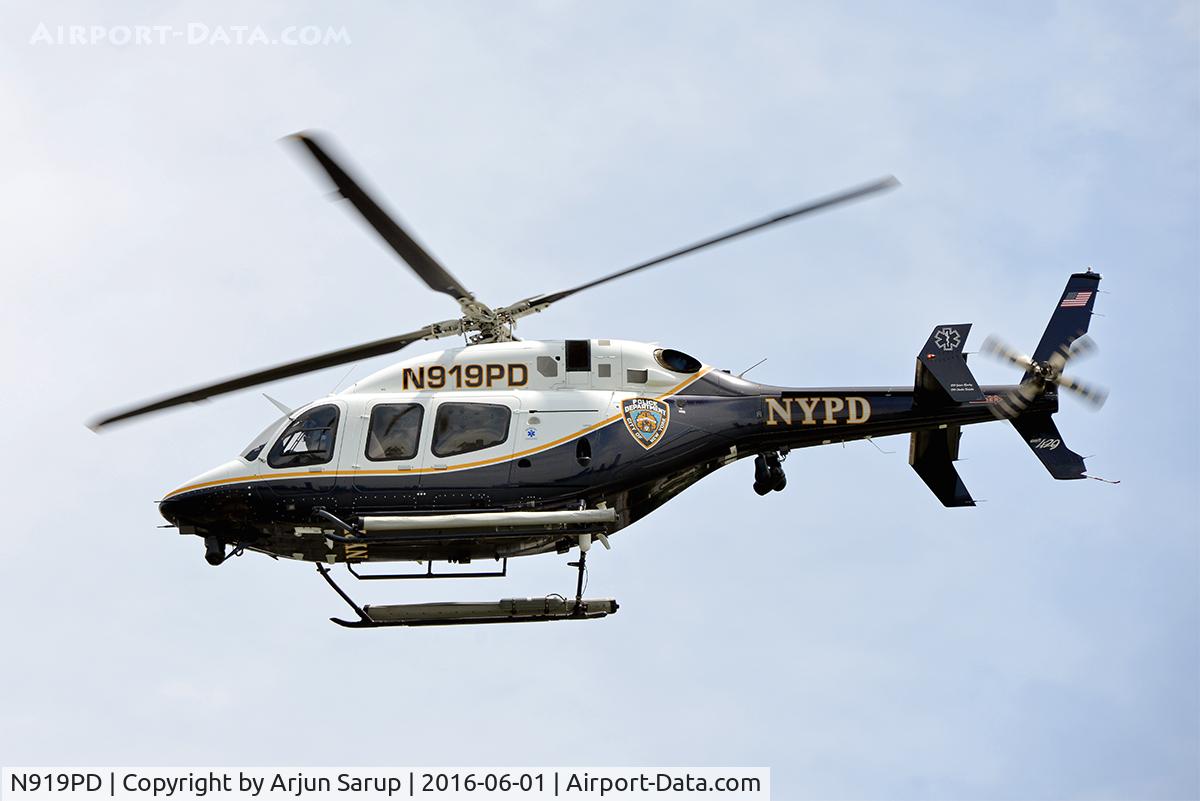 N919PD, 2014 Bell 429 GlobalRanger C/N 57220, Flying over New York harbor.