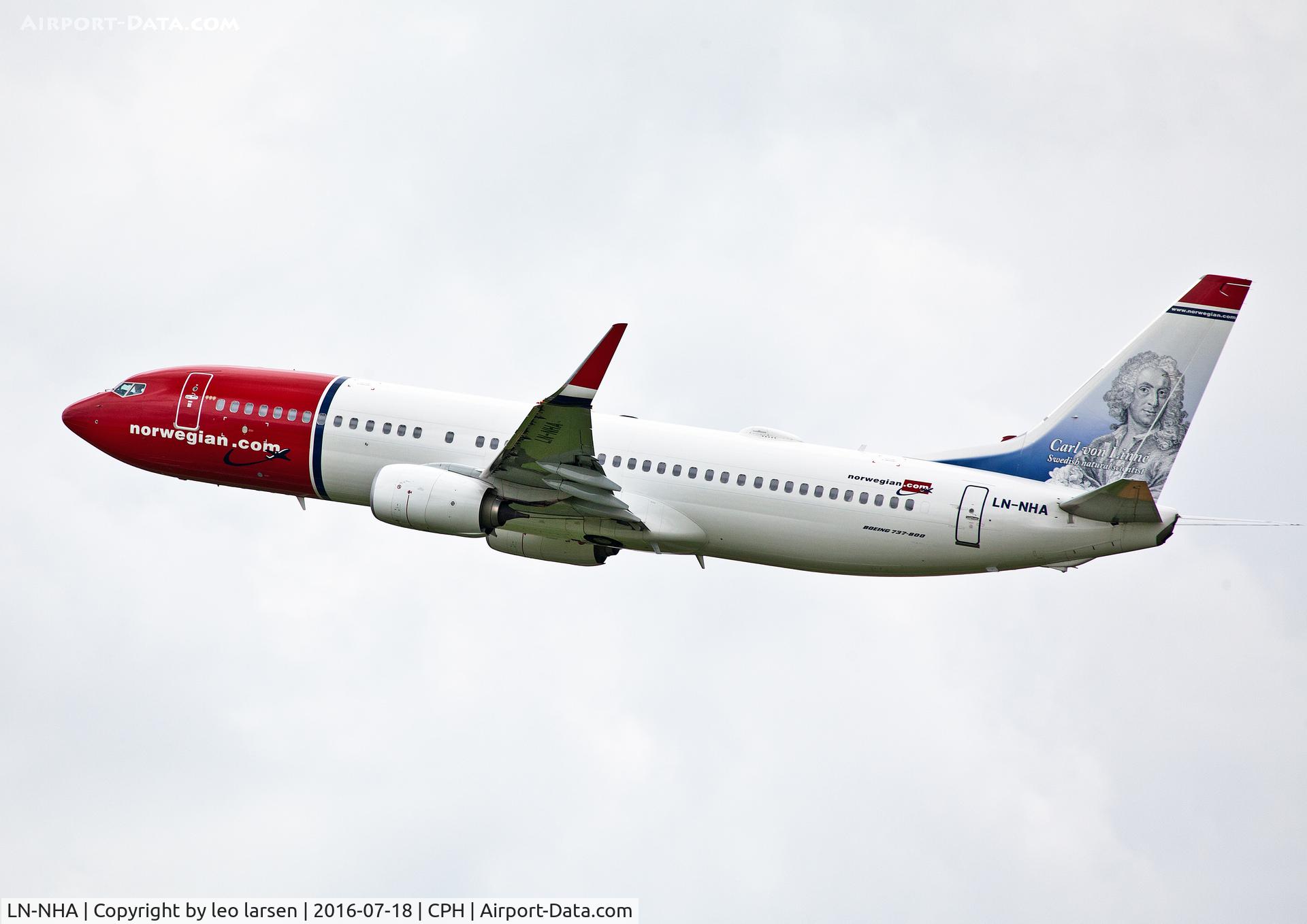 LN-NHA, 2014 Boeing 737-8JP C/N 41129, Copenhagen 18.7.16 with Carl von Linne`,swidish
scientist.on tail.