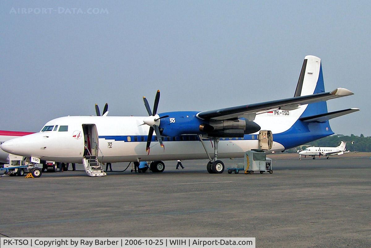 PK-TSO, 1990 Fokker 50 C/N 20186, Fokker F-50 [20186] (Indonesian Air Transport) Jakarta-Halim Perdanakusuma Int~PK 25/10/2006
