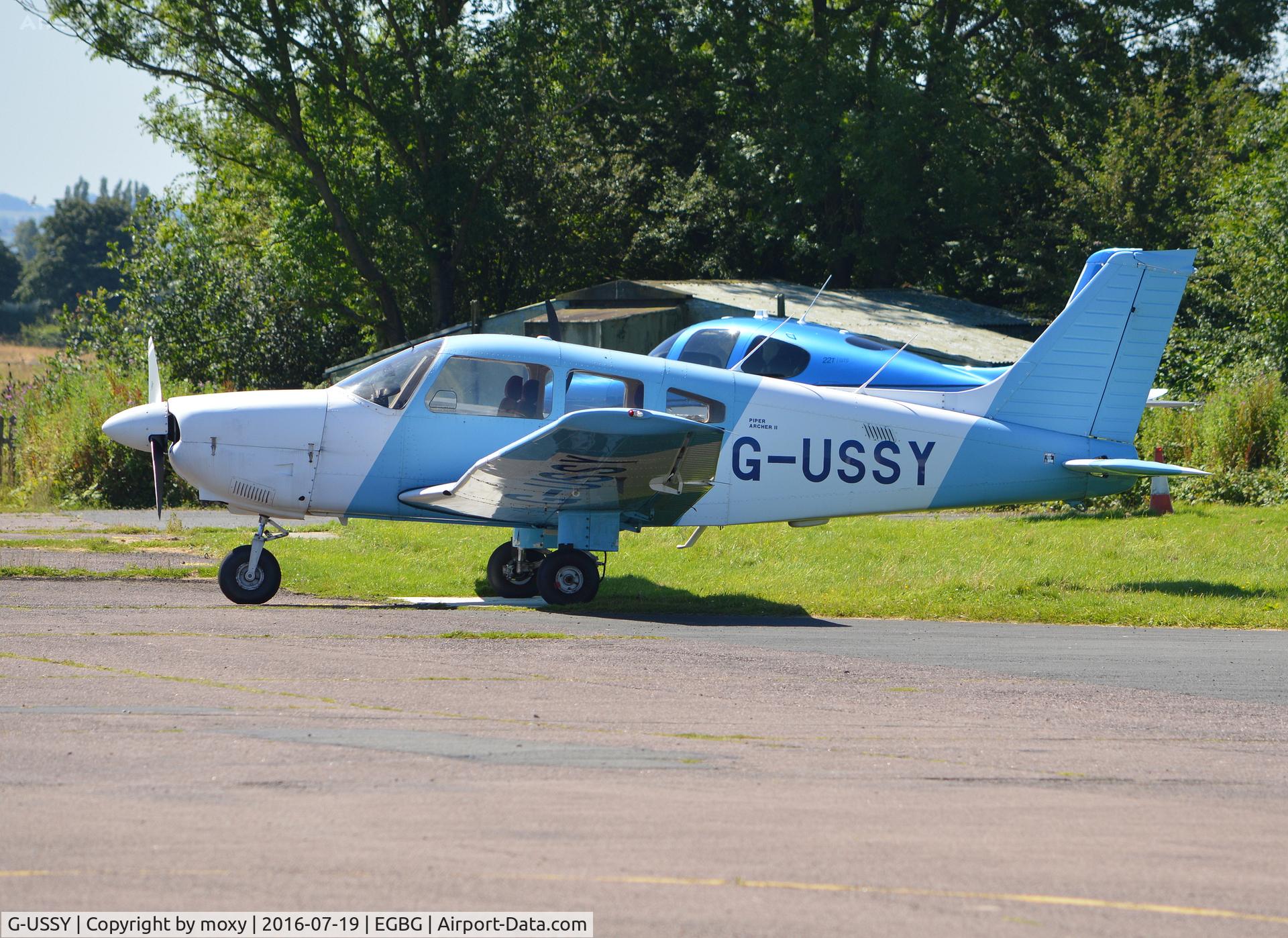 G-USSY, 1982 Piper PA-28-181 Cherokee Archer II C/N 28-8290011, Piper Cherokee Archer II at Leicsster Airport. Ex N8439R