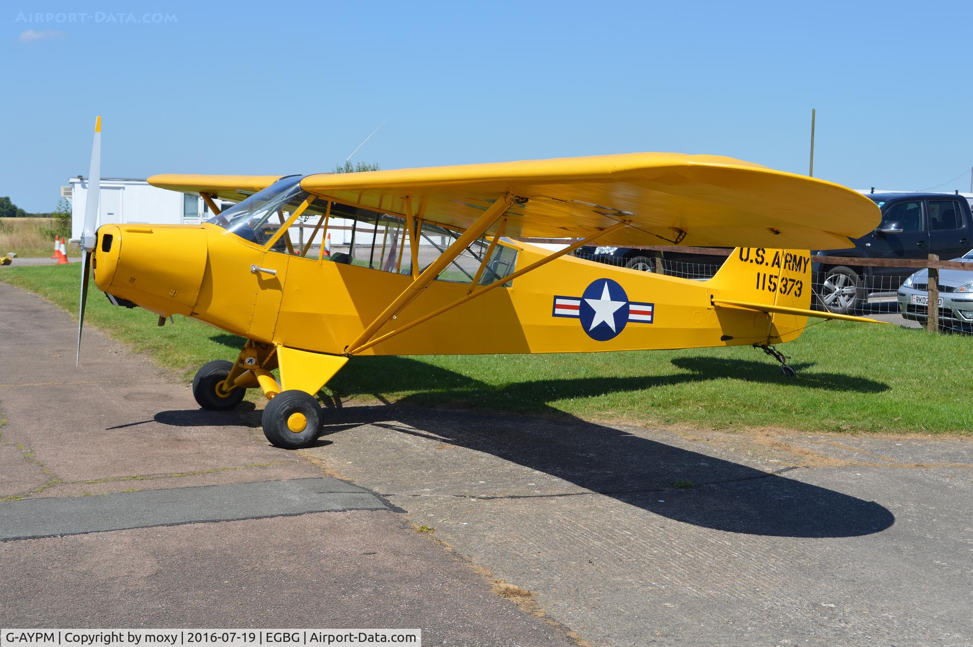 G-AYPM, 1951 Piper L-18C Super Cub C/N 18-1373, Piper L-18C Super Cub at Leicester Airport, Ex US Army 115373.